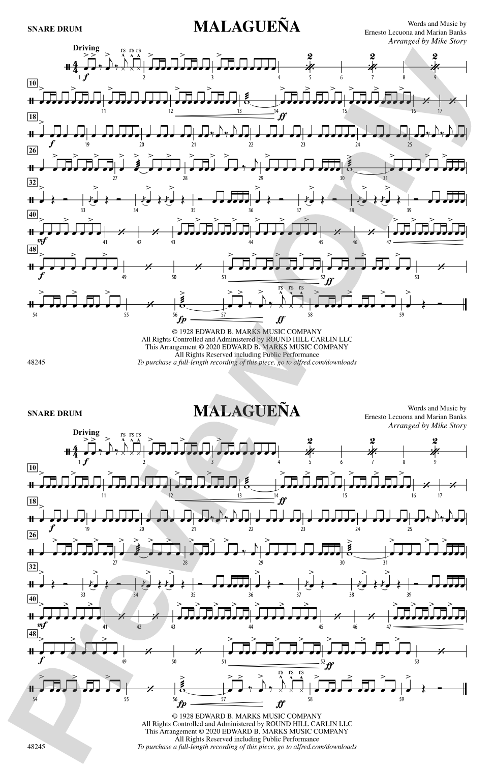 Malagueña: Snare Drum