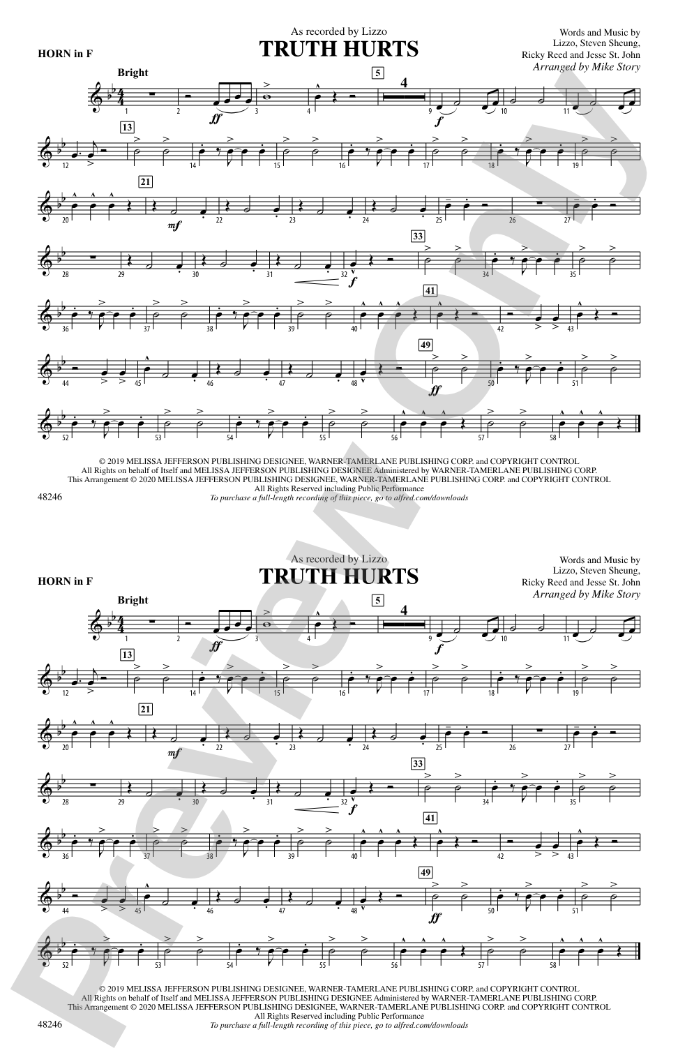 Truth Hurts: 1st F Horn