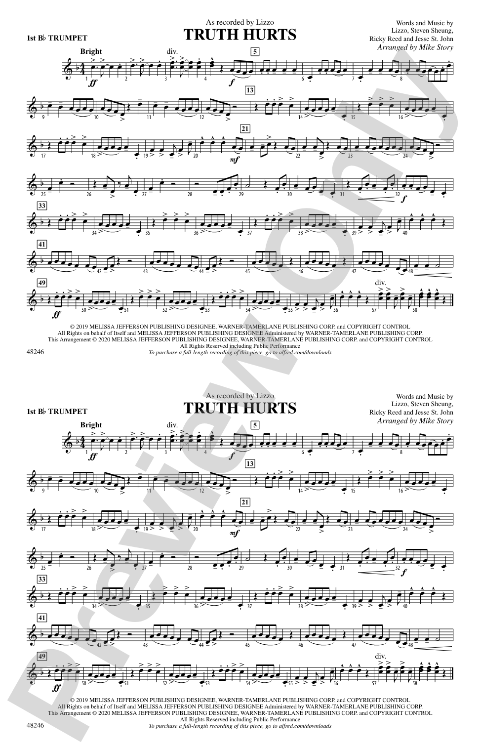 Truth Hurts: 1st B-flat Trumpet