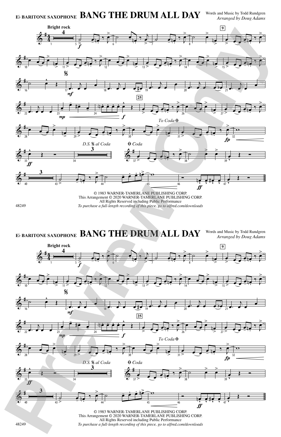 Bang the Drum All Day: E-flat Baritone Saxophone