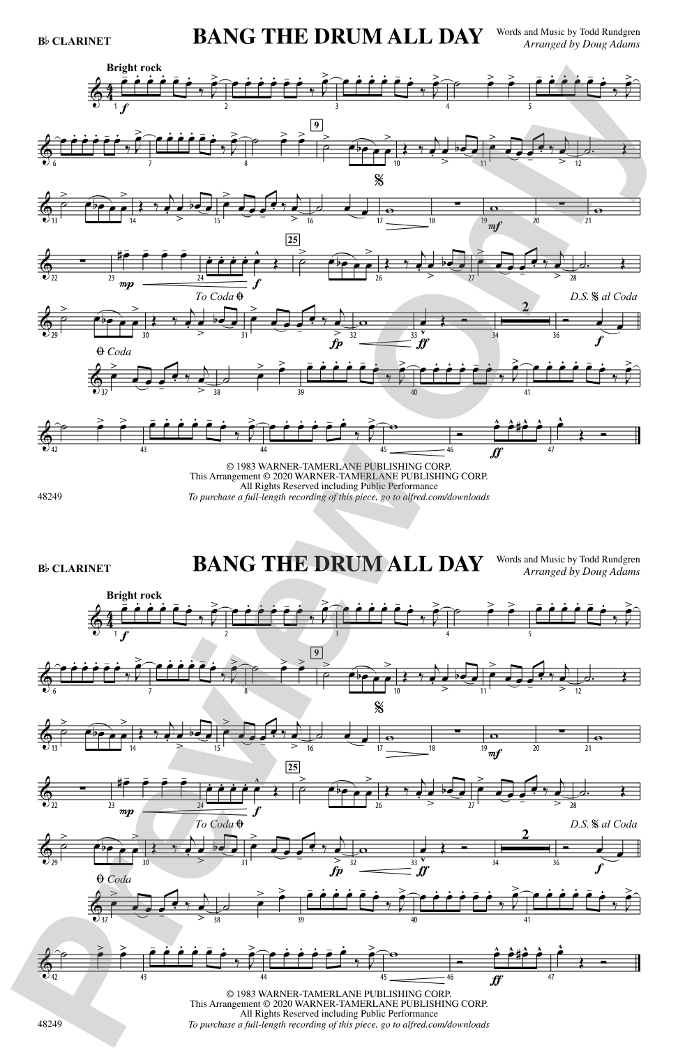 Bang the Drum All Day: 1st B-flat Clarinet