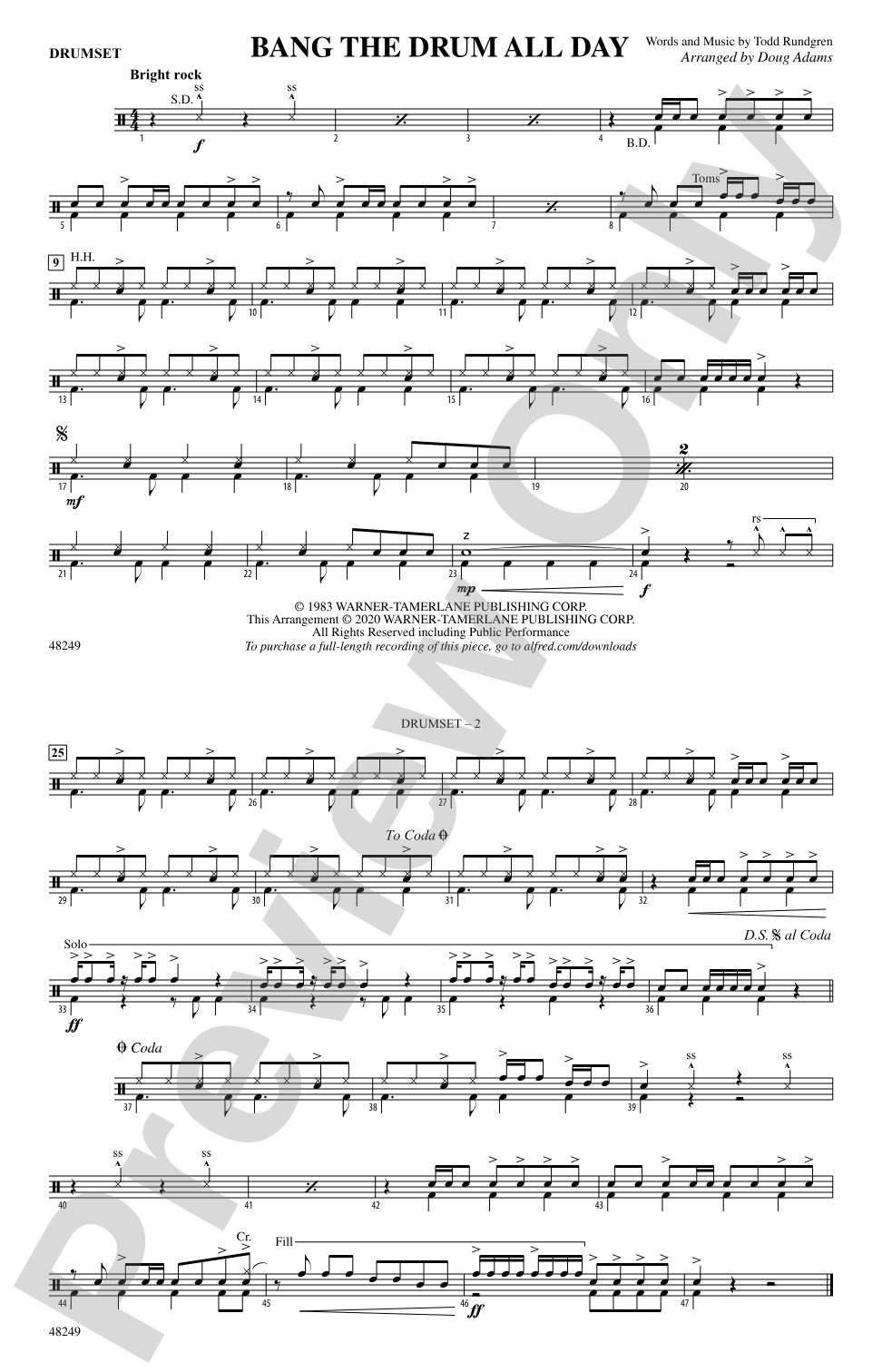 Bang the Drum All Day: Drums