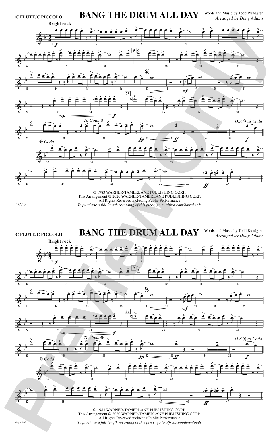 Bang the Drum All Day: Flute