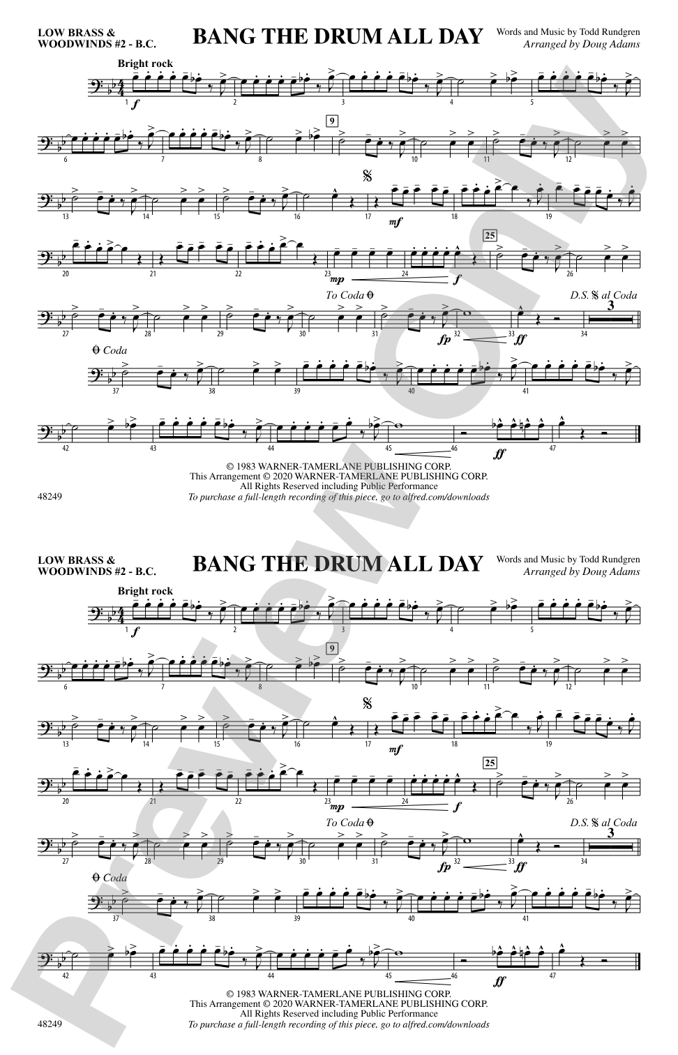 Bang the Drum All Day: Low Brass & Woodwinds #2 - Bass Clef