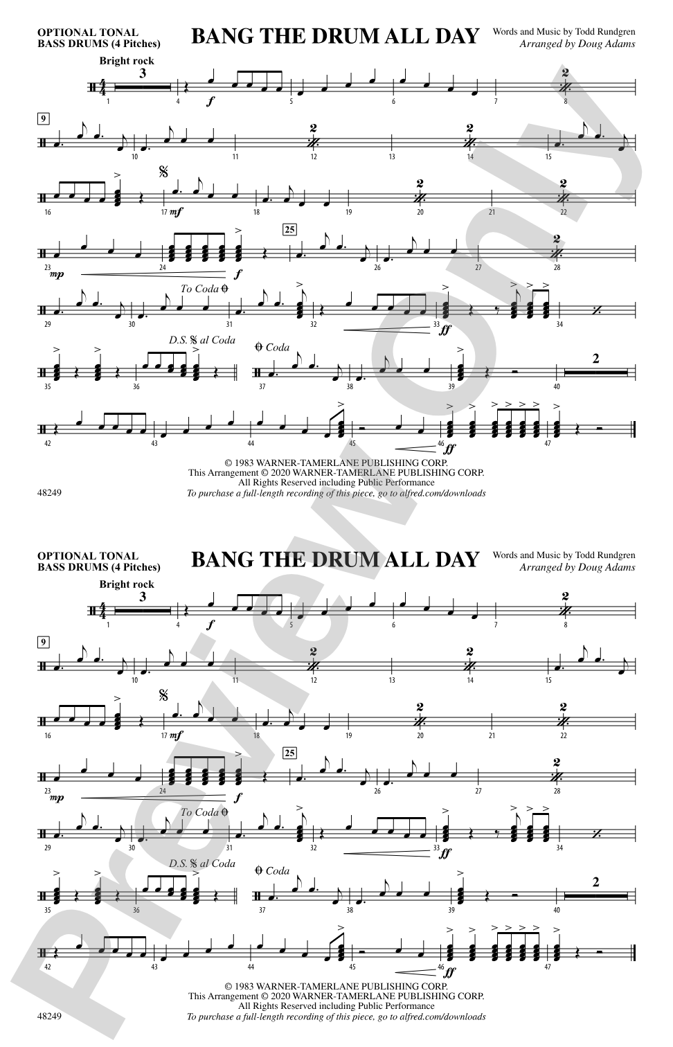 Bang the Drum All Day: Tonal Bass Drum