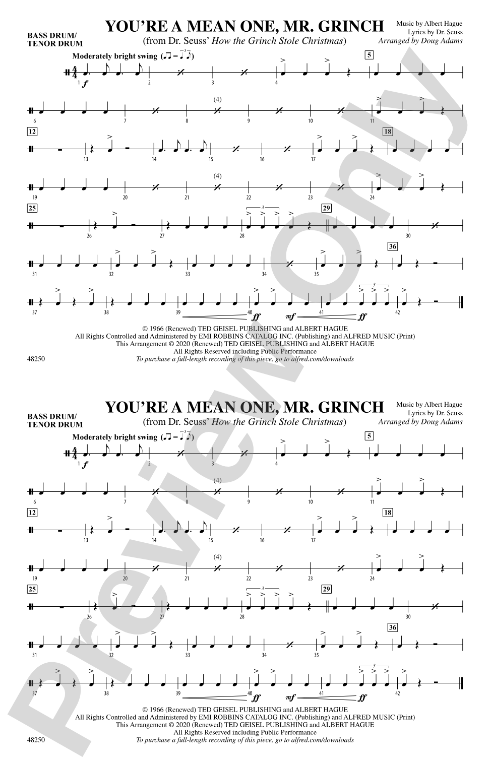 You're a Mean One, Mr. Grinch: Bass Drum/Tenor Drum