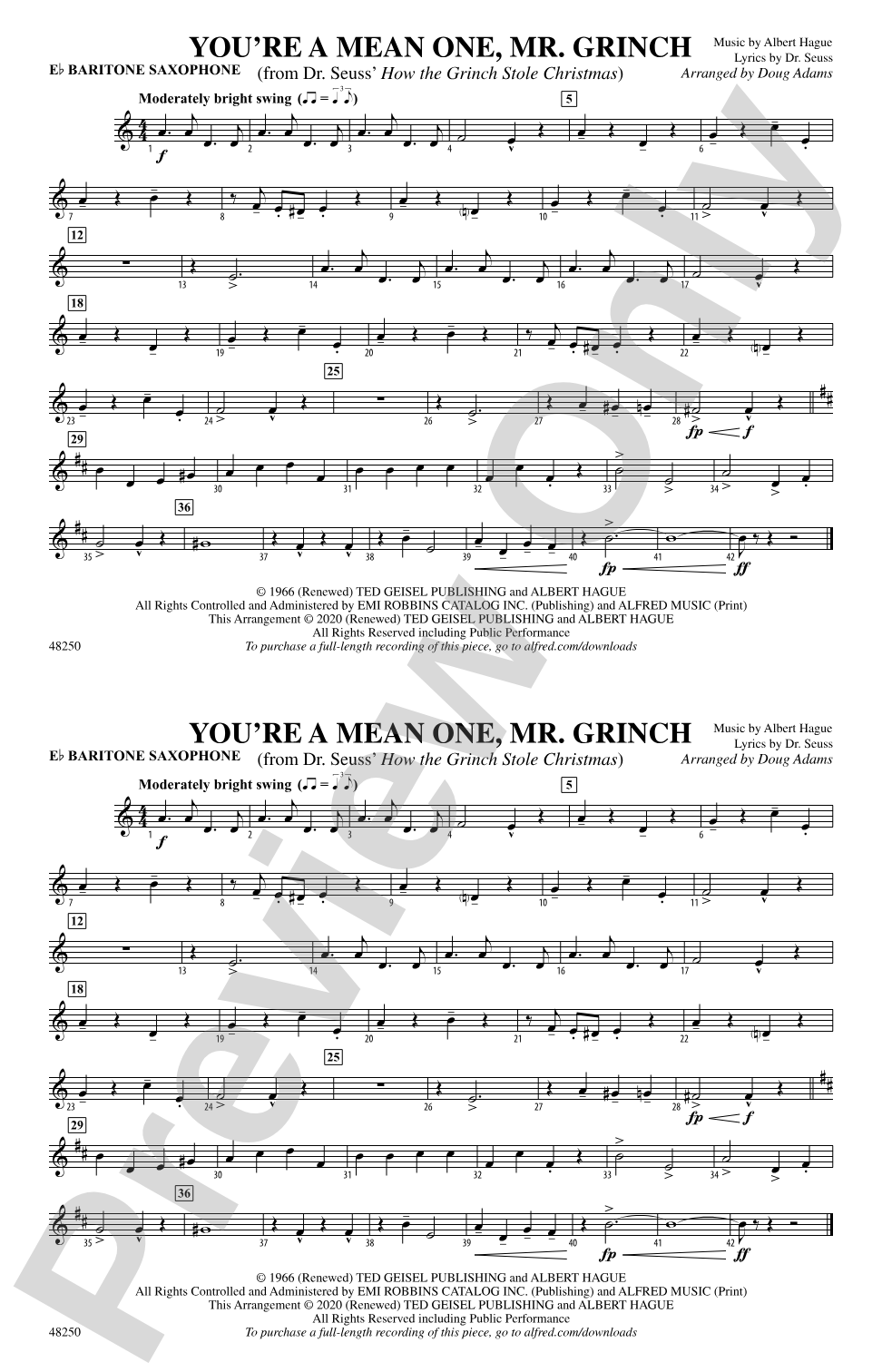You're a Mean One, Mr. Grinch: E-flat Baritone Saxophone