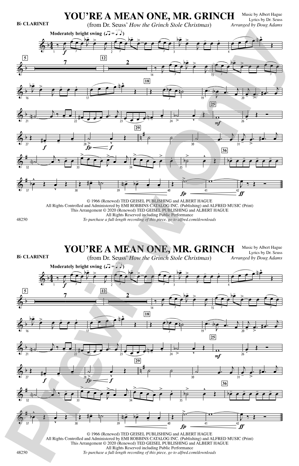 You're a Mean One, Mr. Grinch: 1st B-flat Clarinet
