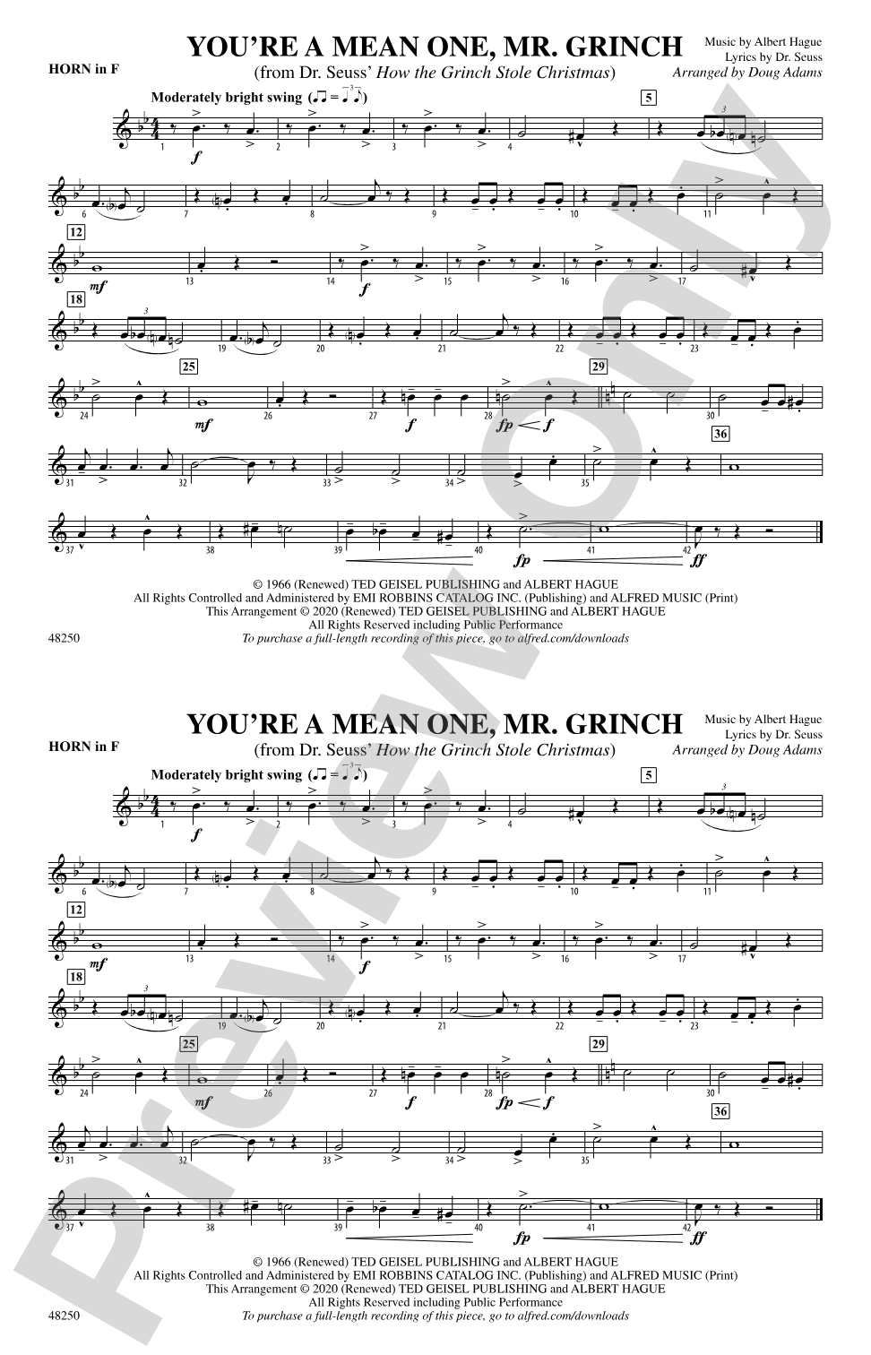 You're a Mean One, Mr. Grinch: 1st F Horn