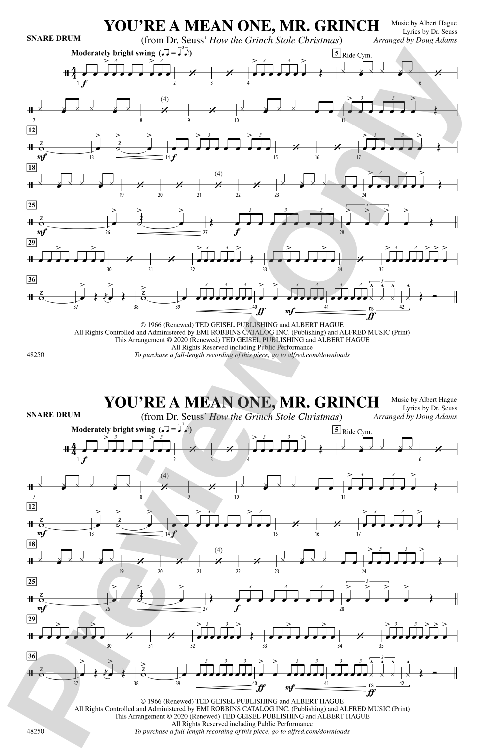 You're a Mean One, Mr. Grinch: Snare Drum