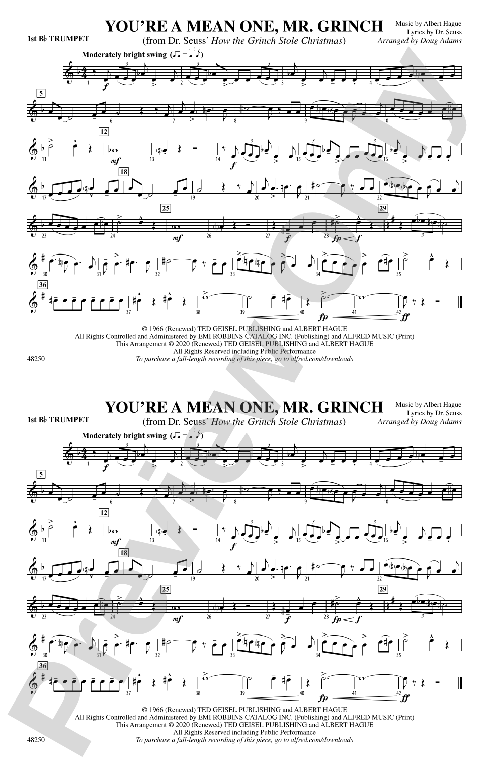 You're a Mean One, Mr. Grinch: 1st B-flat Trumpet
