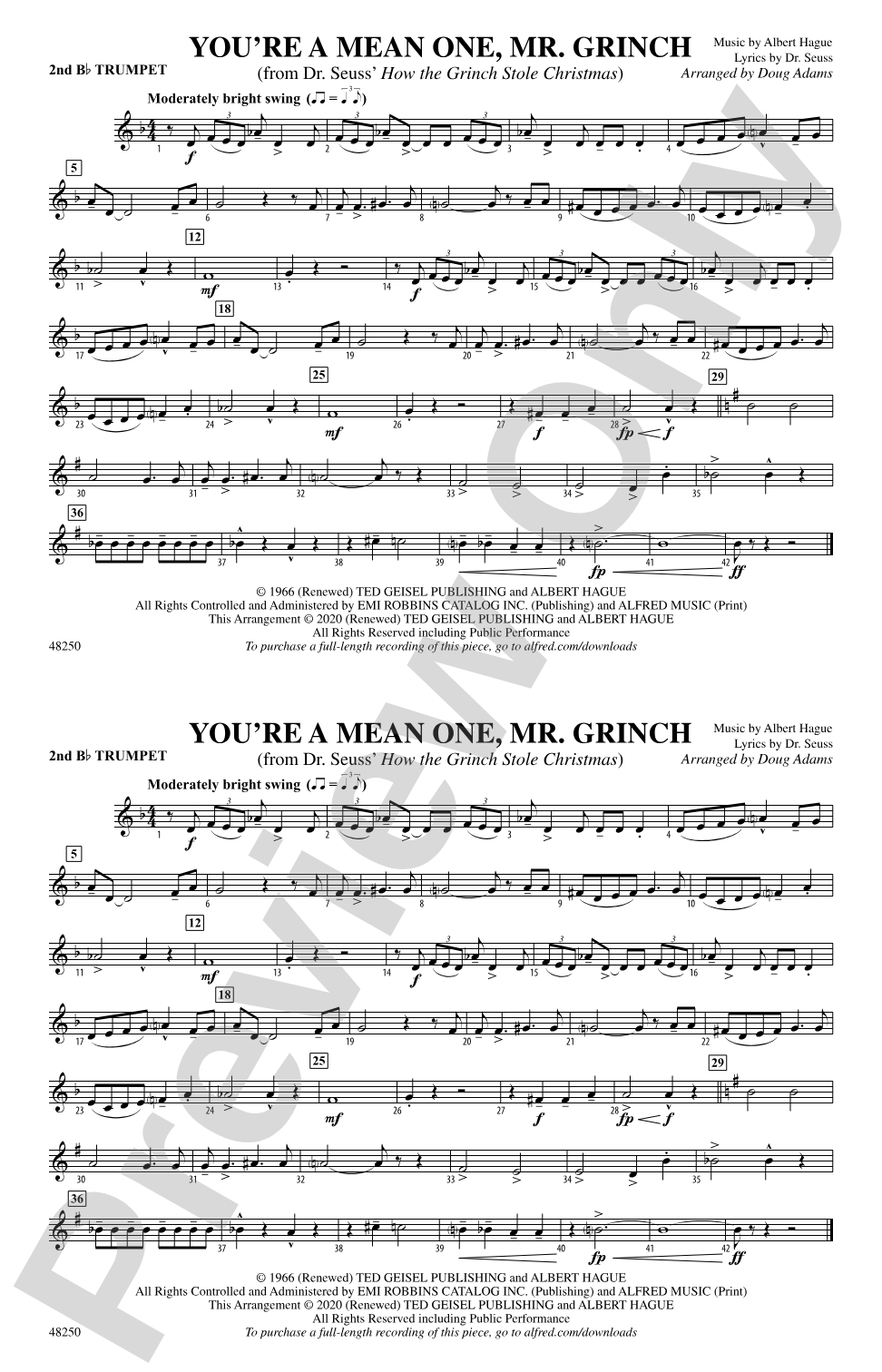 You're a Mean One, Mr. Grinch: 2nd B-flat Trumpet