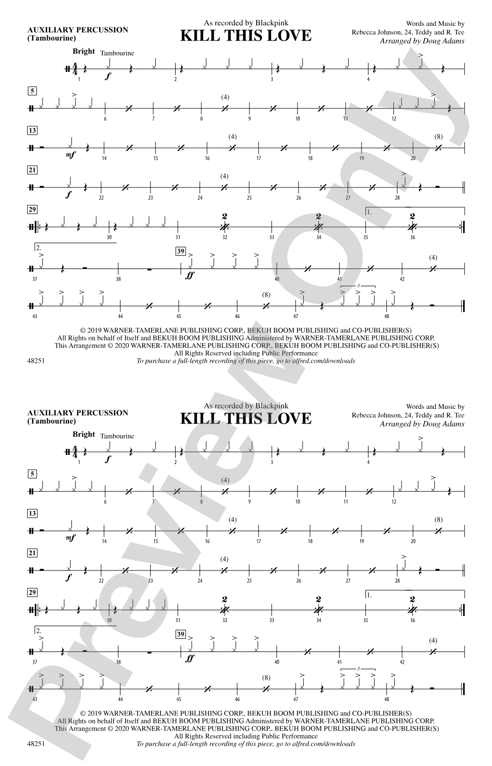 Kill This Love: Auxiliary Percussion