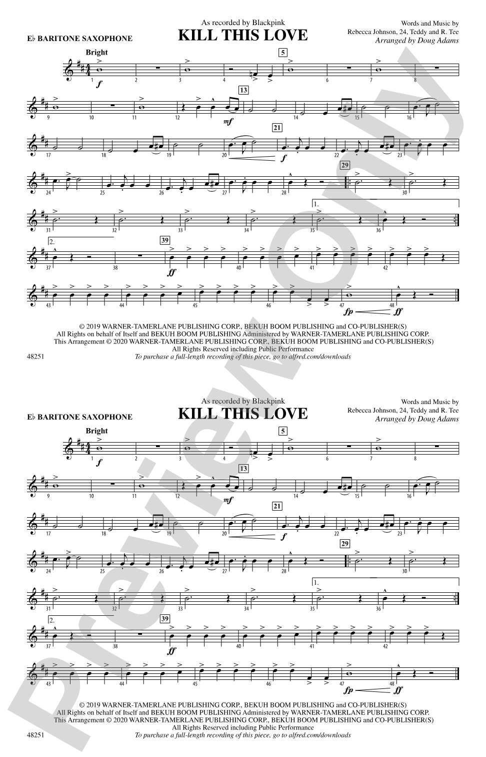 Kill This Love: E-flat Baritone Saxophone