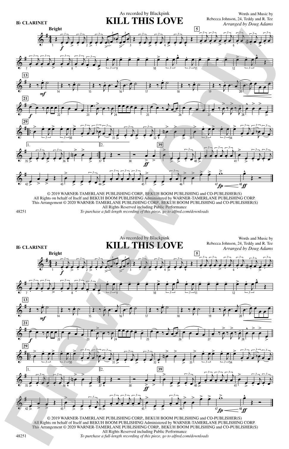 Kill This Love: 1st B-flat Clarinet