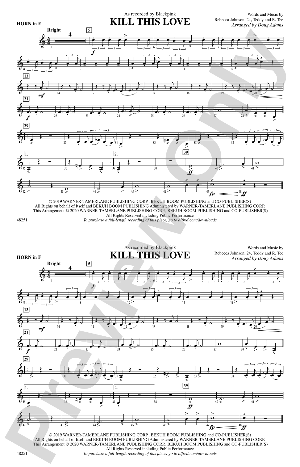 Kill This Love: 1st F Horn