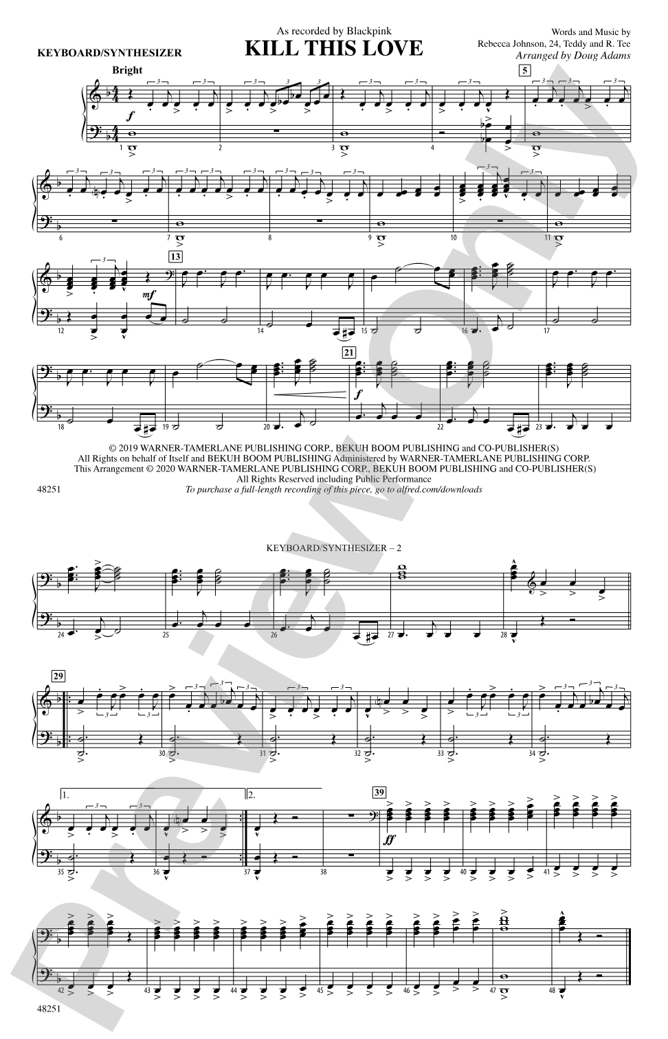 Kill This Love: Piano Accompaniment