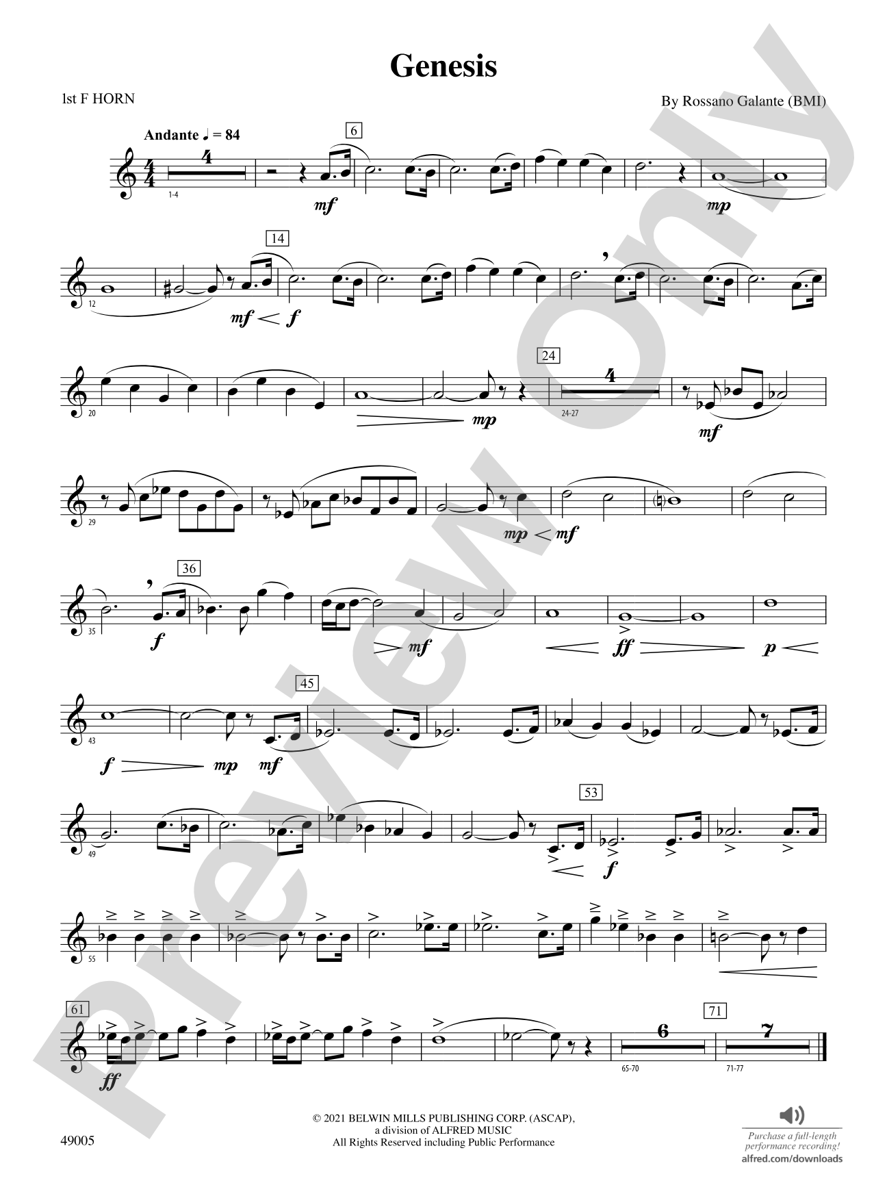 Genesis: 1st F Horn