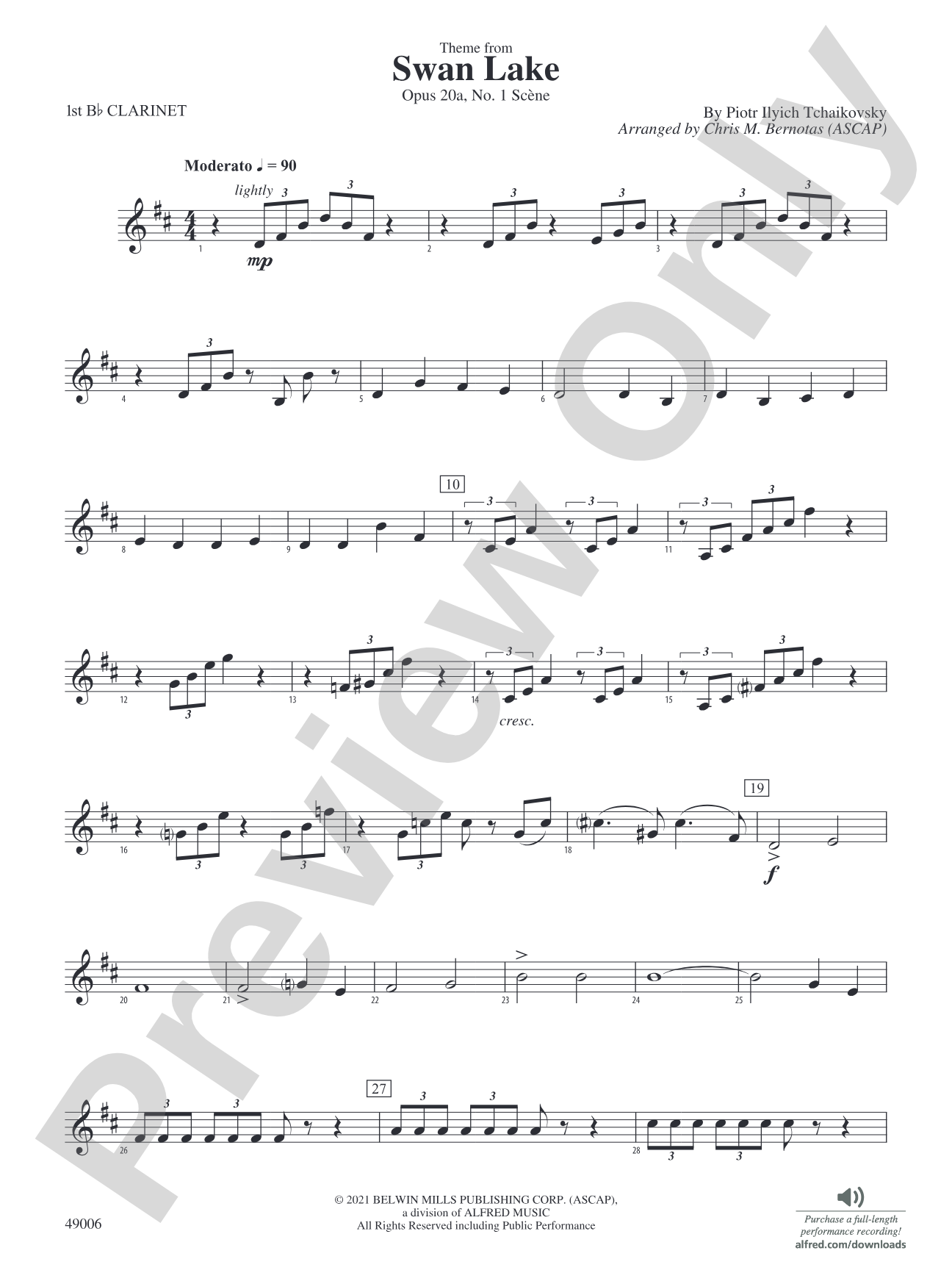 Theme from Swan Lake: 1st B-flat Clarinet
