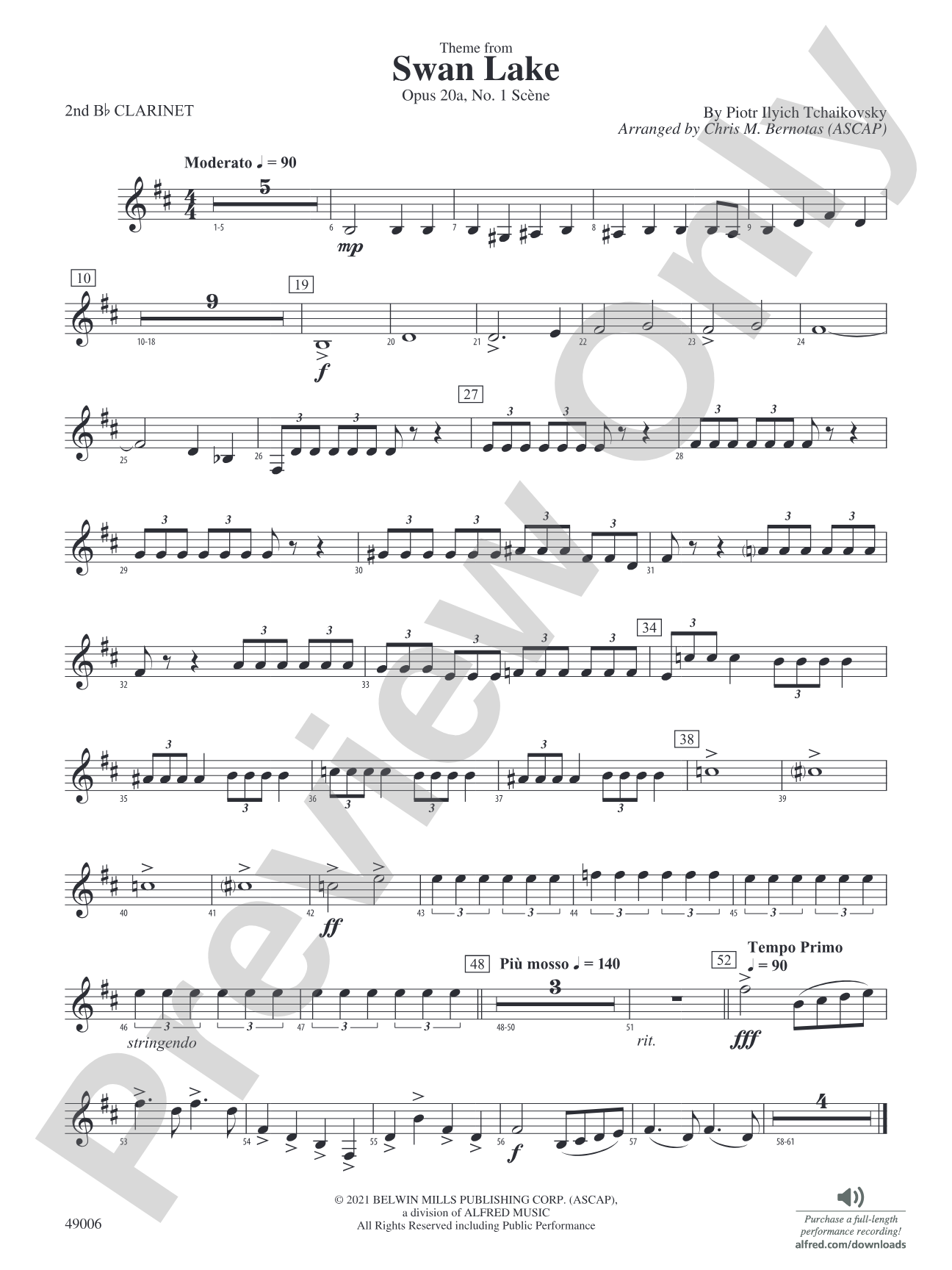 Theme from Swan Lake: 2nd B-flat Clarinet