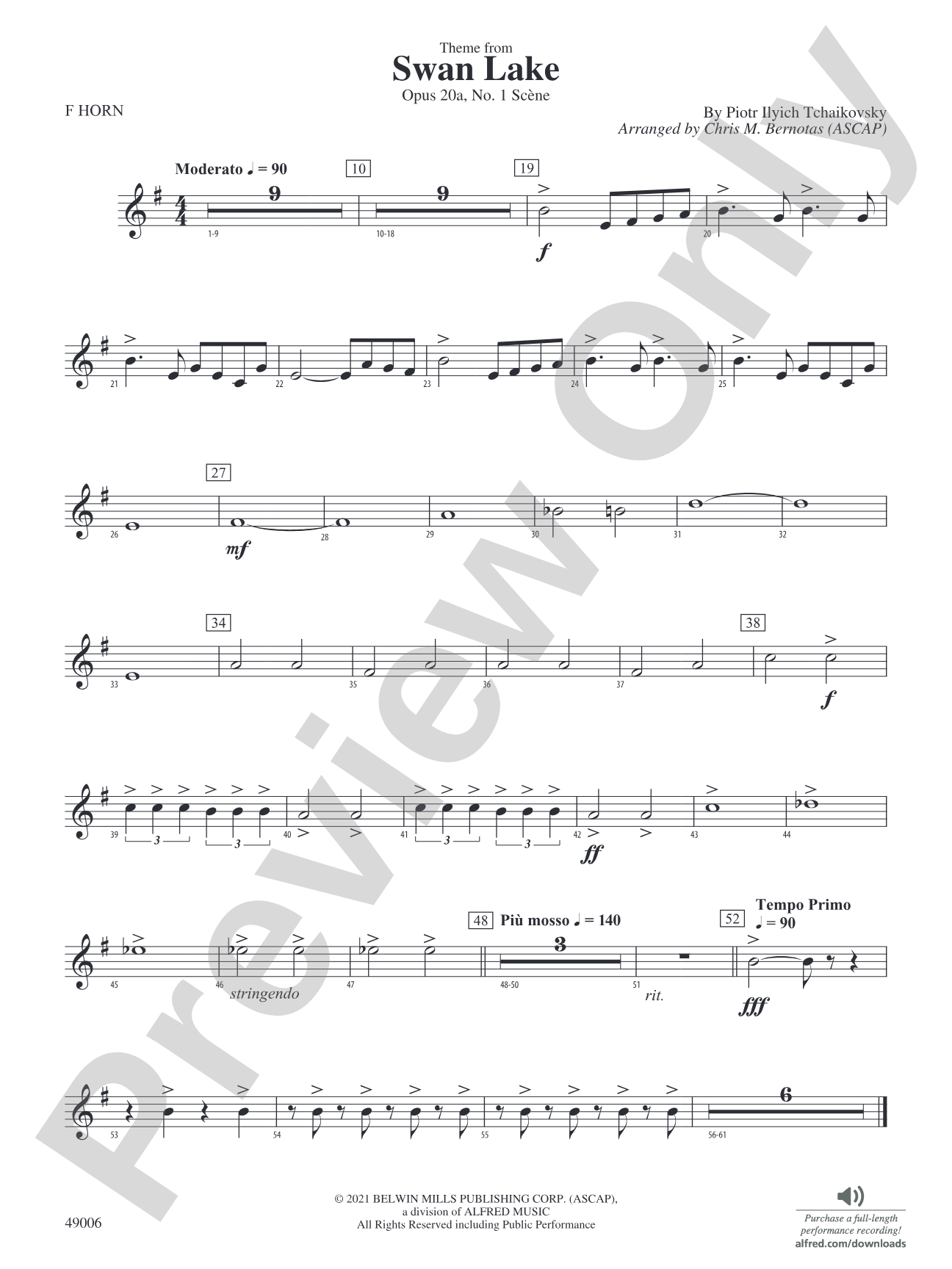 Theme from Swan Lake: 1st F Horn