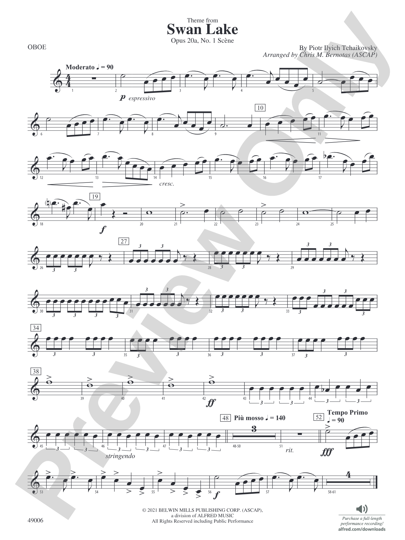 Theme from Swan Lake: Oboe