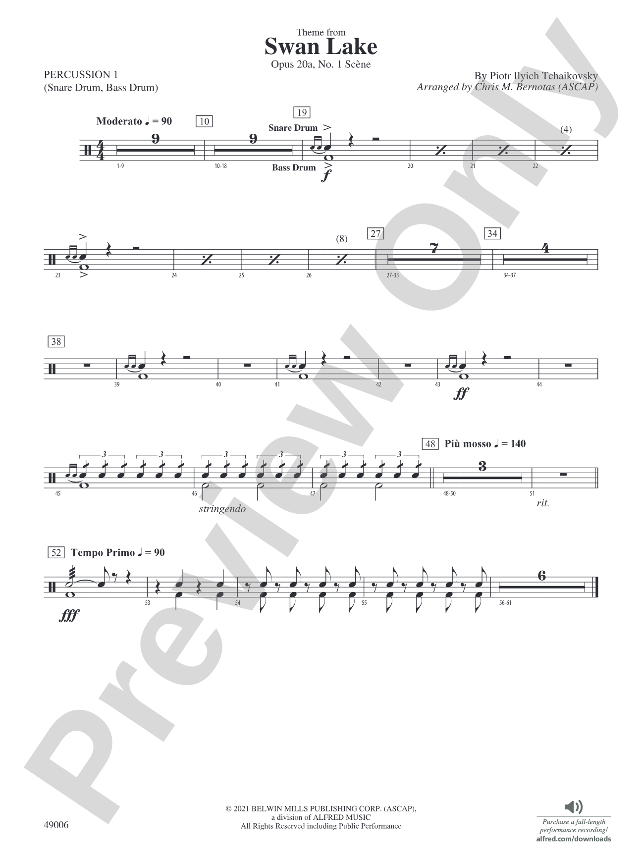 Theme from Swan Lake: 1st Percussion