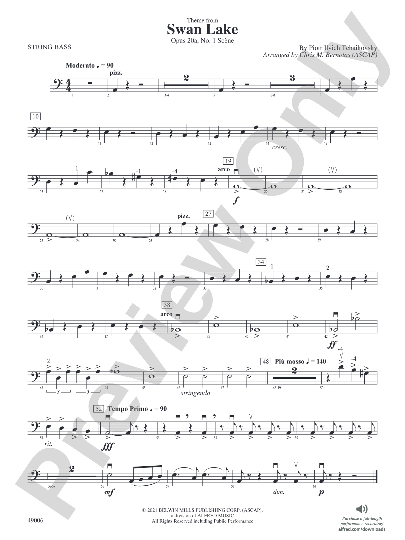 Theme from Swan Lake: String Bass