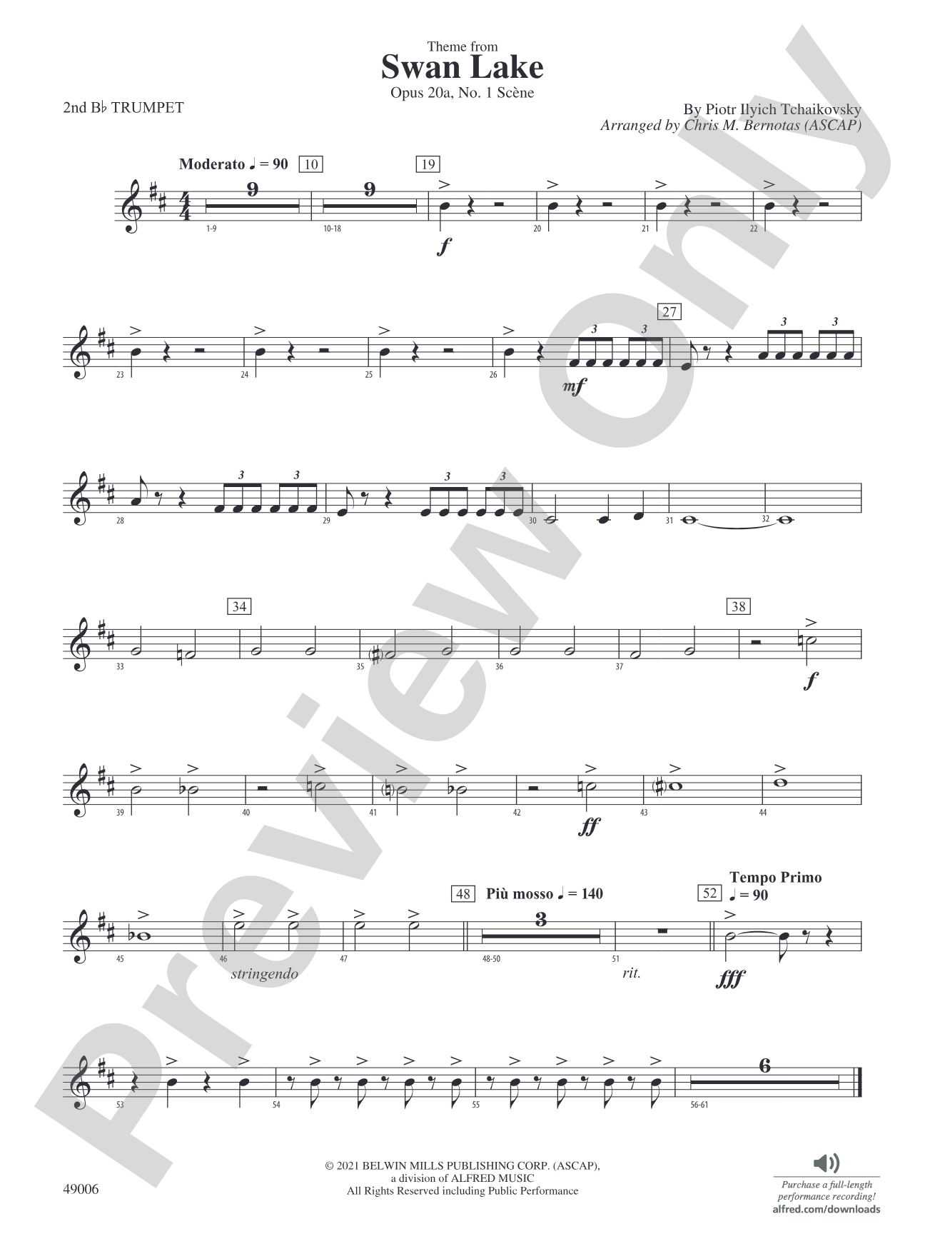 Theme from Swan Lake: 2nd B-flat Trumpet