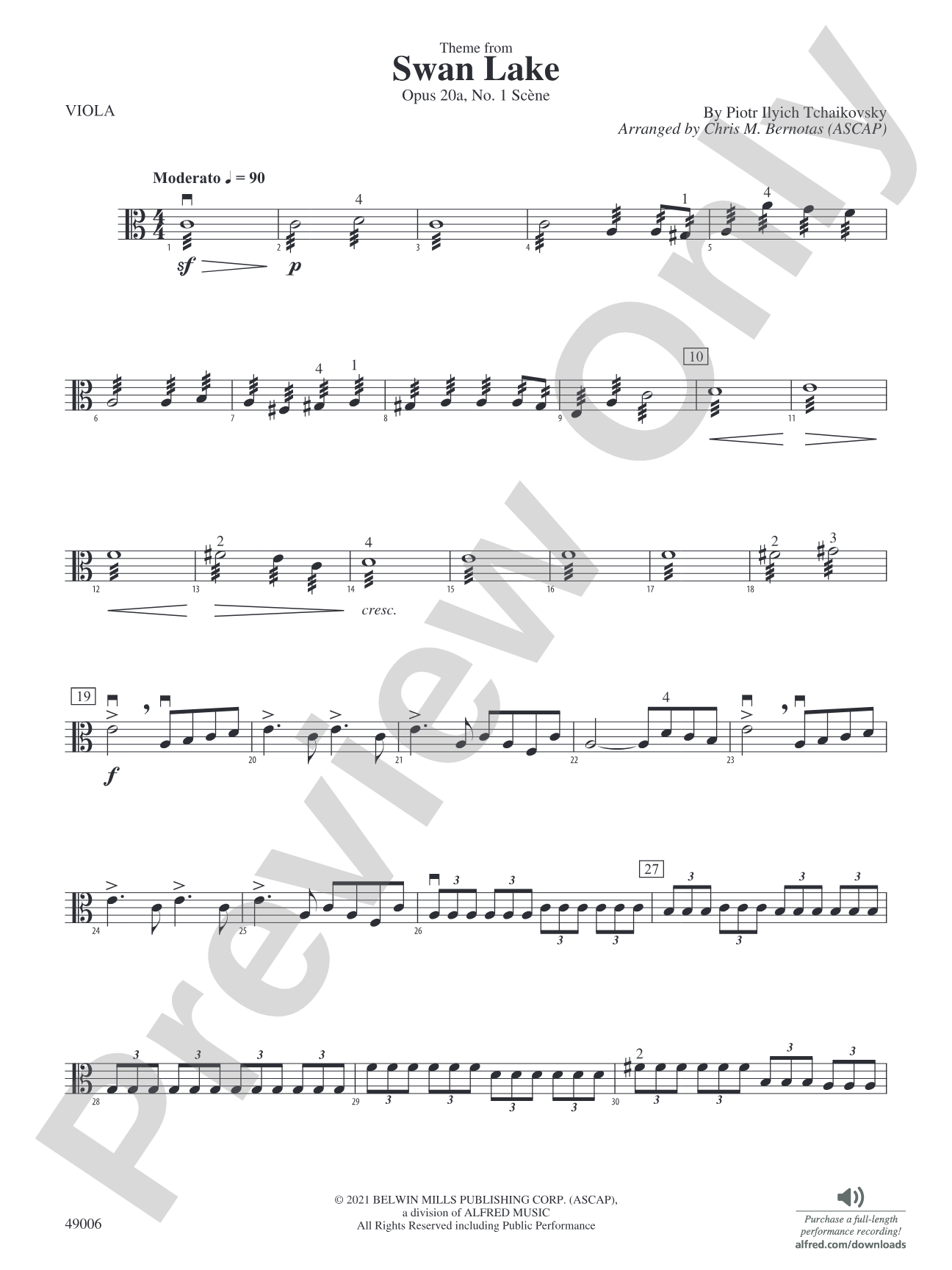 Theme from Swan Lake: Viola