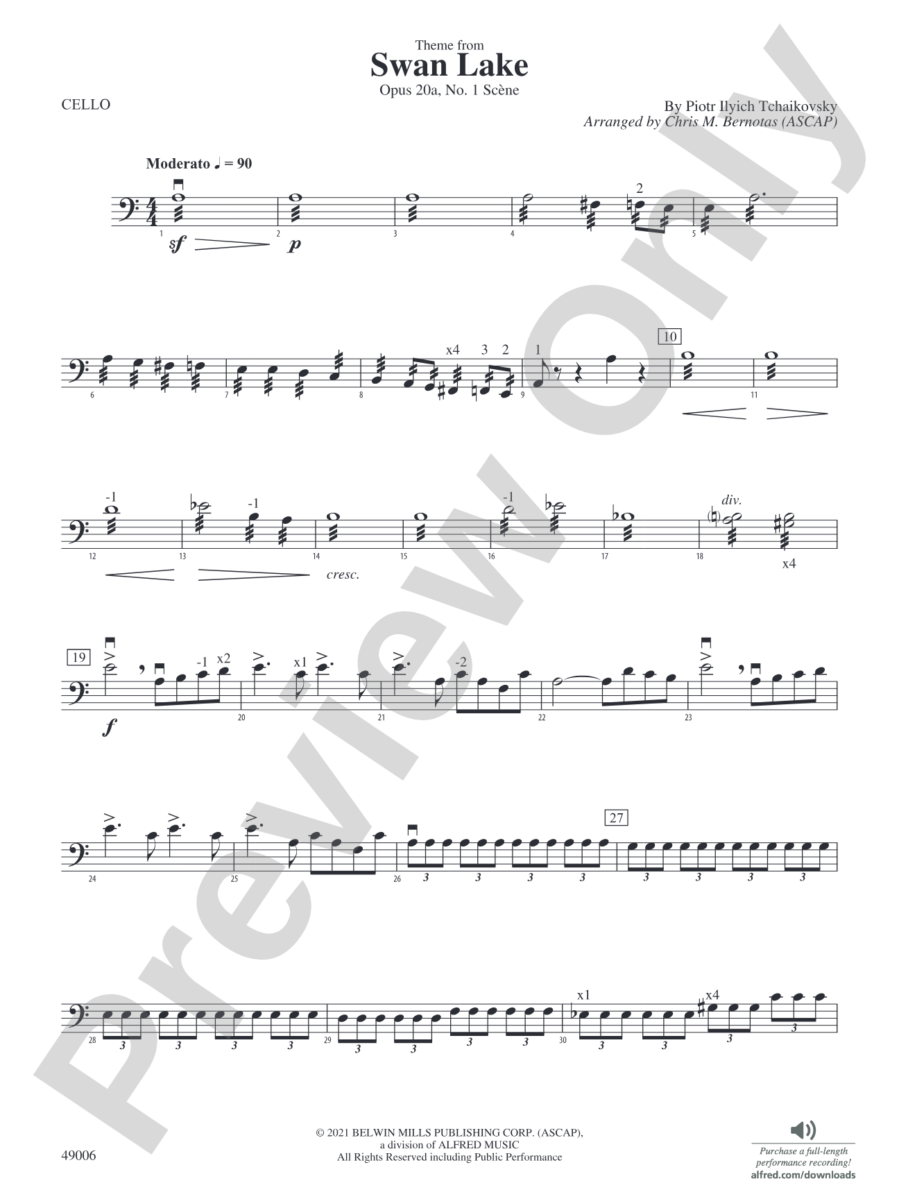 Theme from Swan Lake: Cello