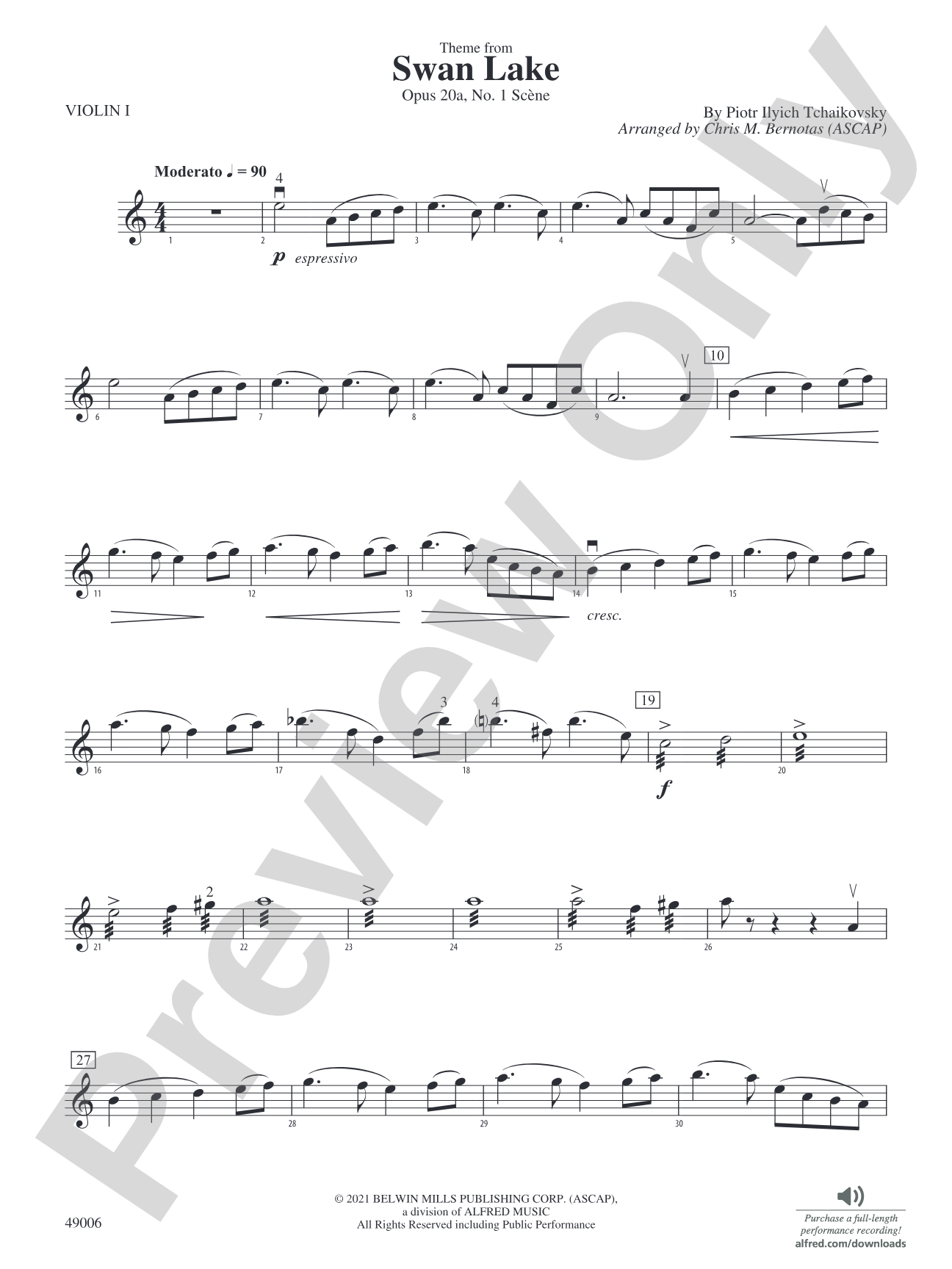 Theme from Swan Lake: 1st Violin