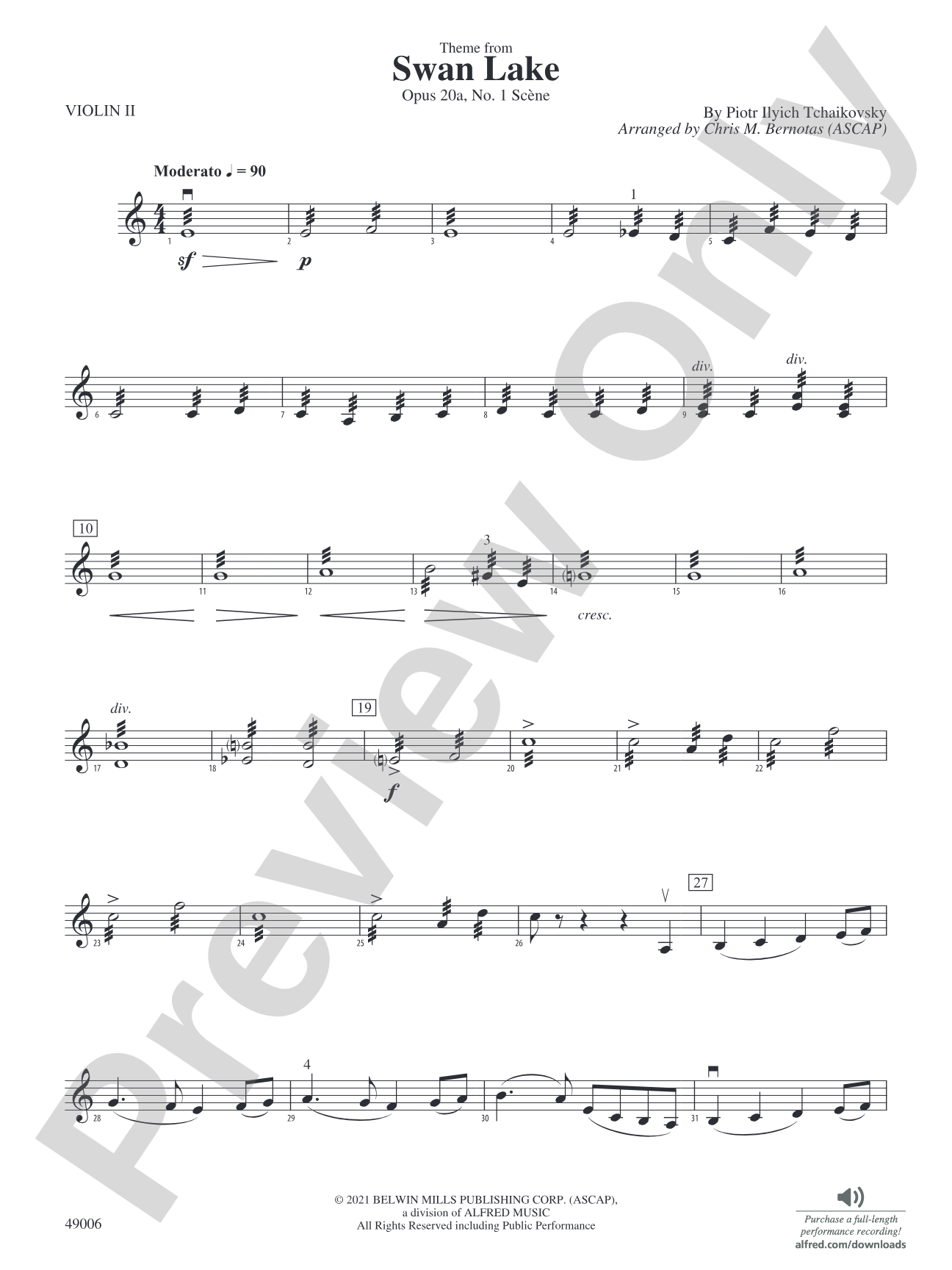 Theme from Swan Lake: 2nd Violin