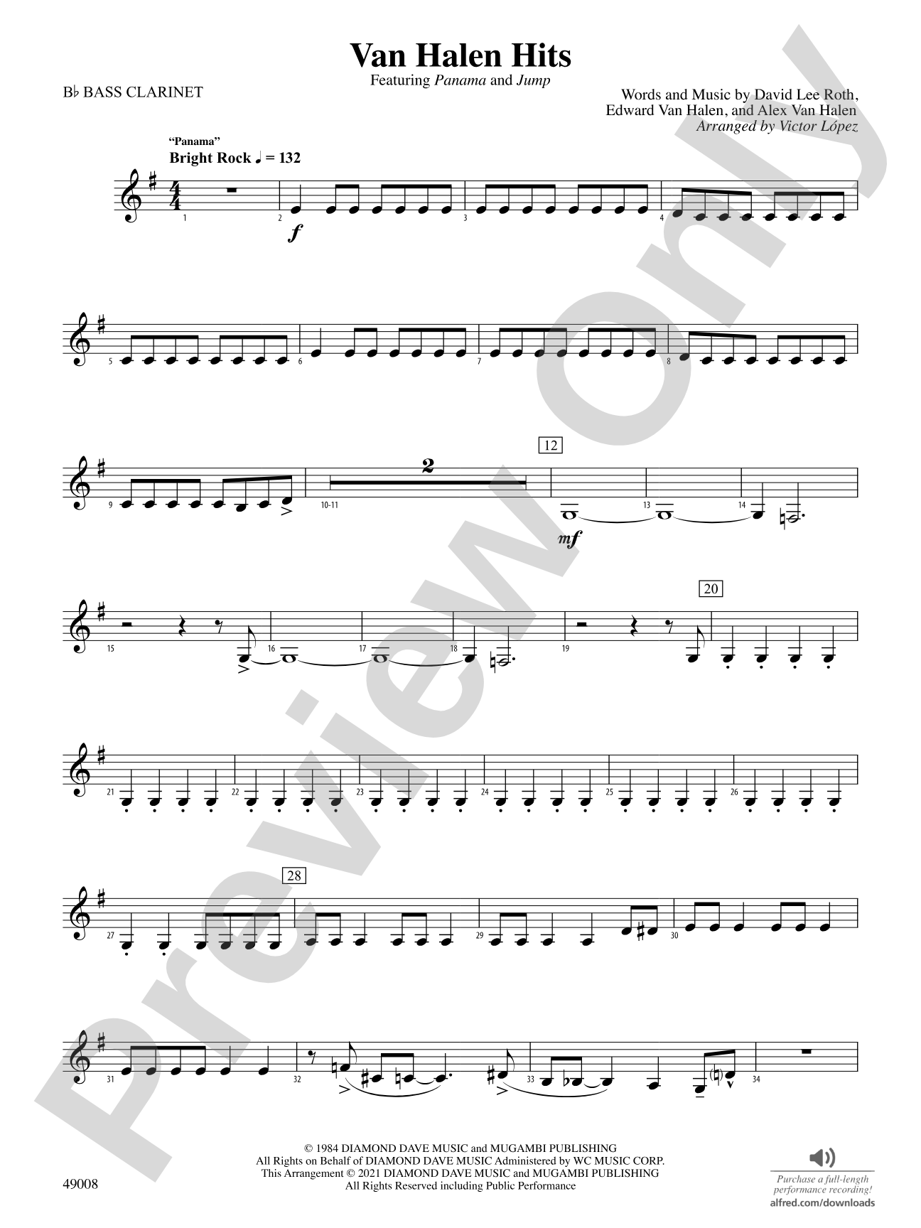 Van Halen Hits: B-flat Bass Clarinet