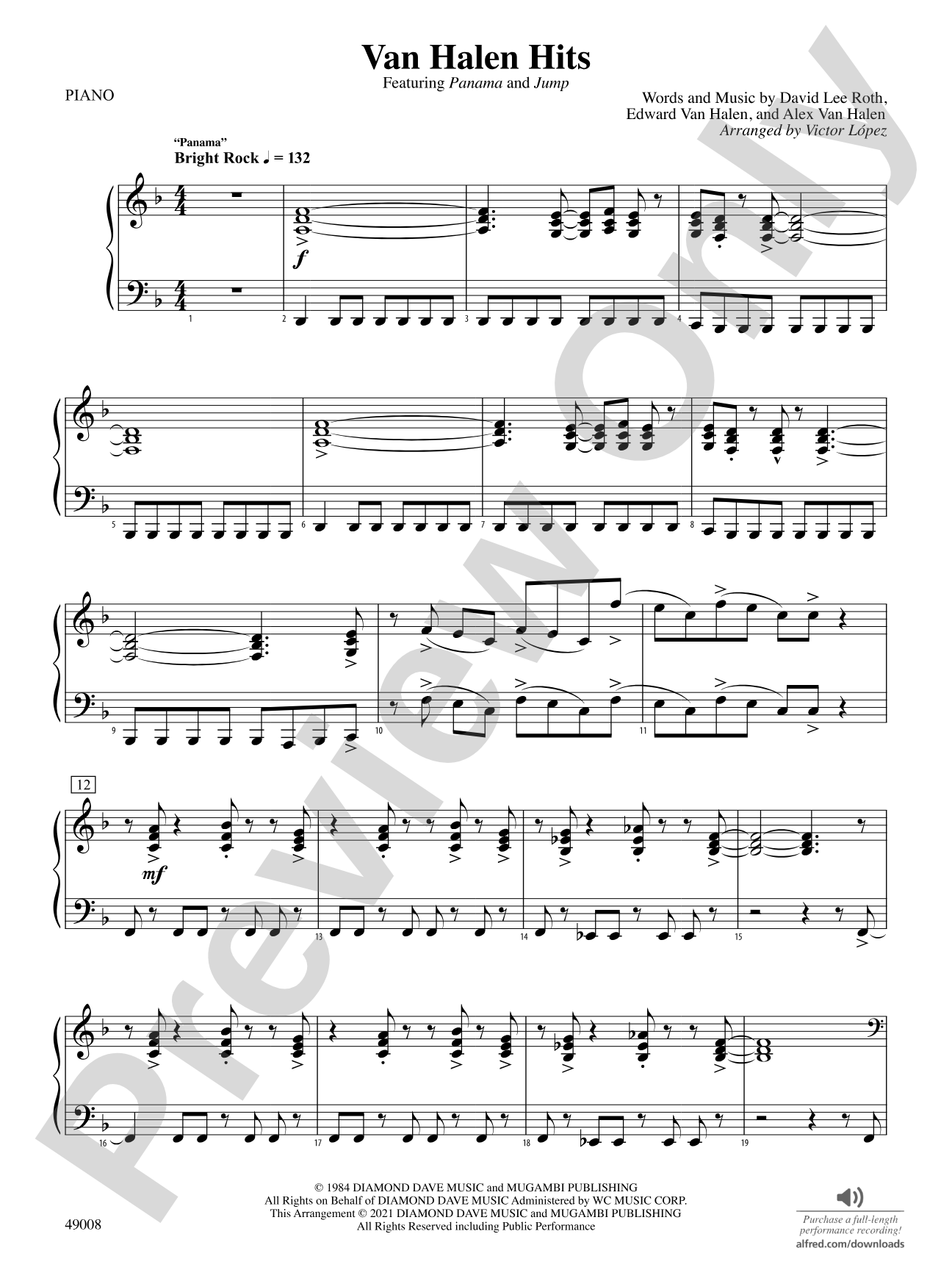 Van Halen Hits: Piano Accompaniment