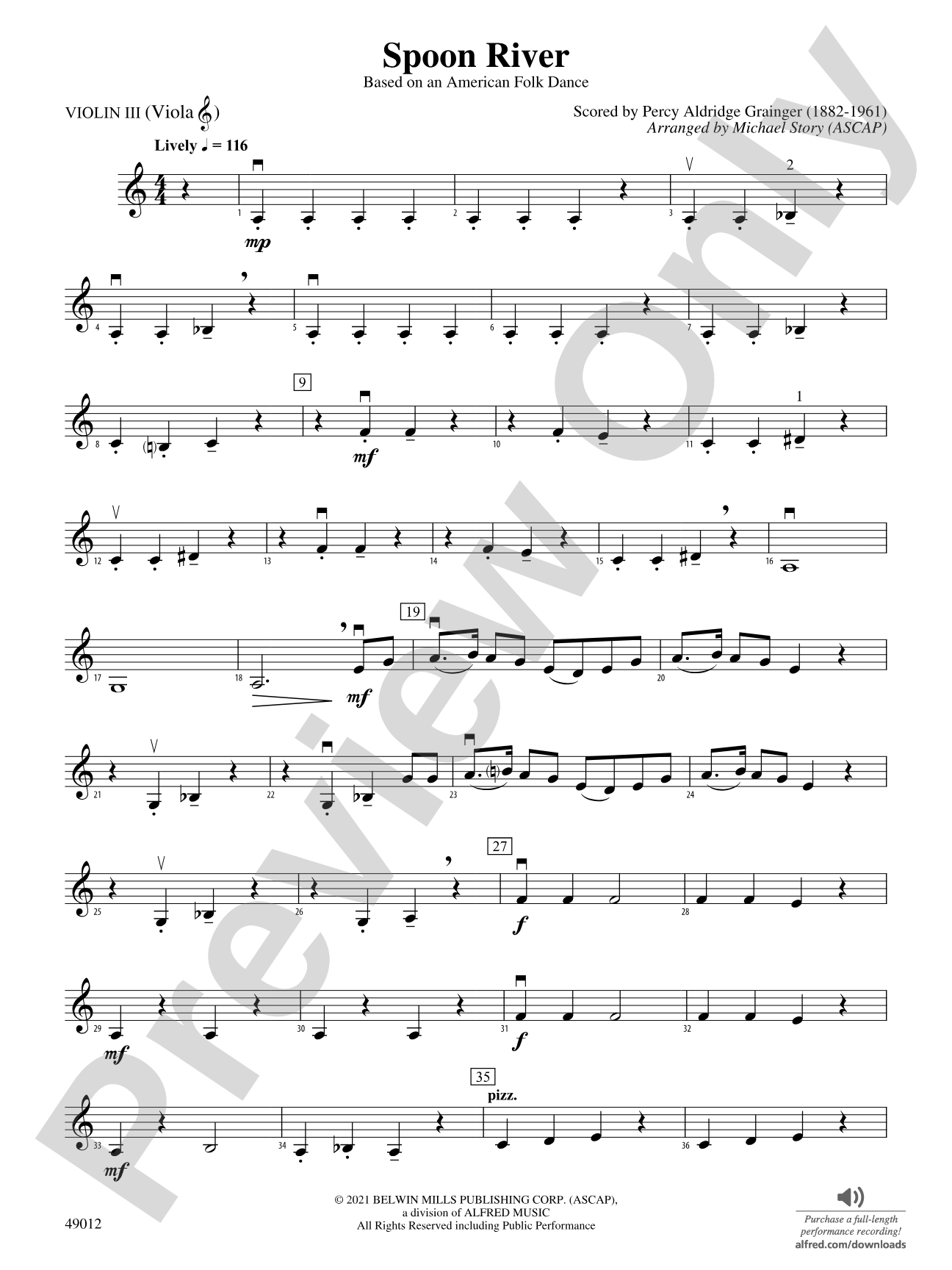 Spoon River: 3rd Violin (Viola [TC])