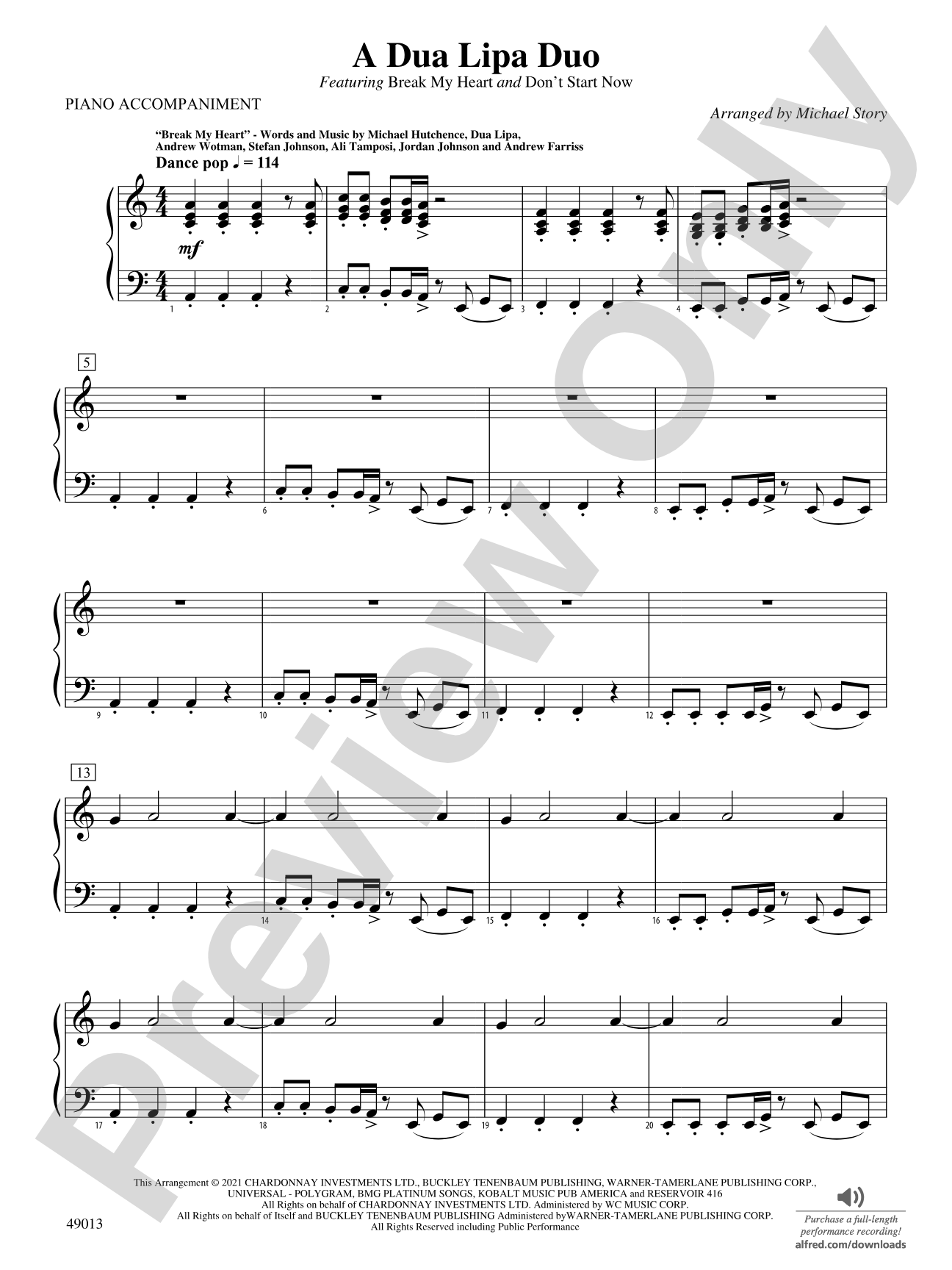 A Dua Lipa Duo: Piano Accompaniment