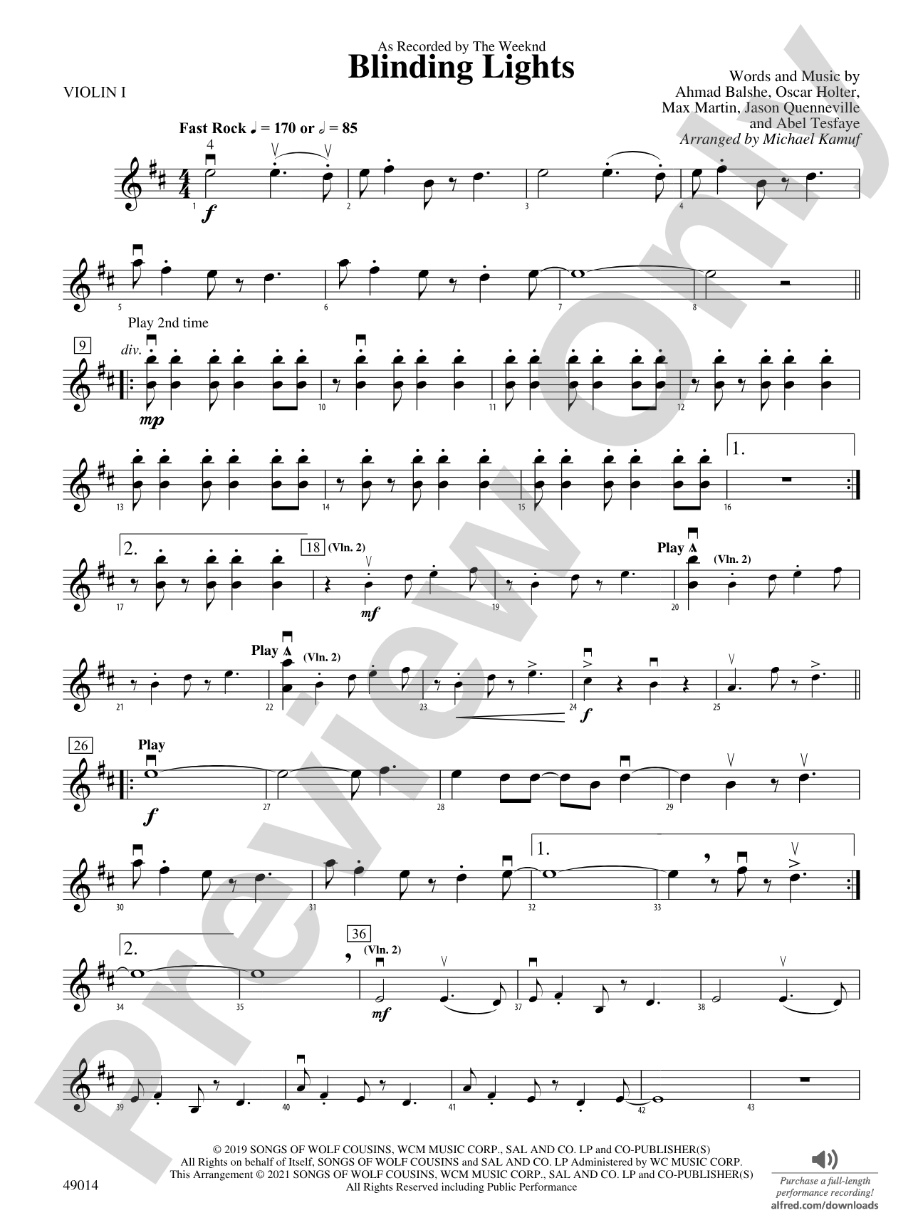 Blinding Lights: 1st Violin
