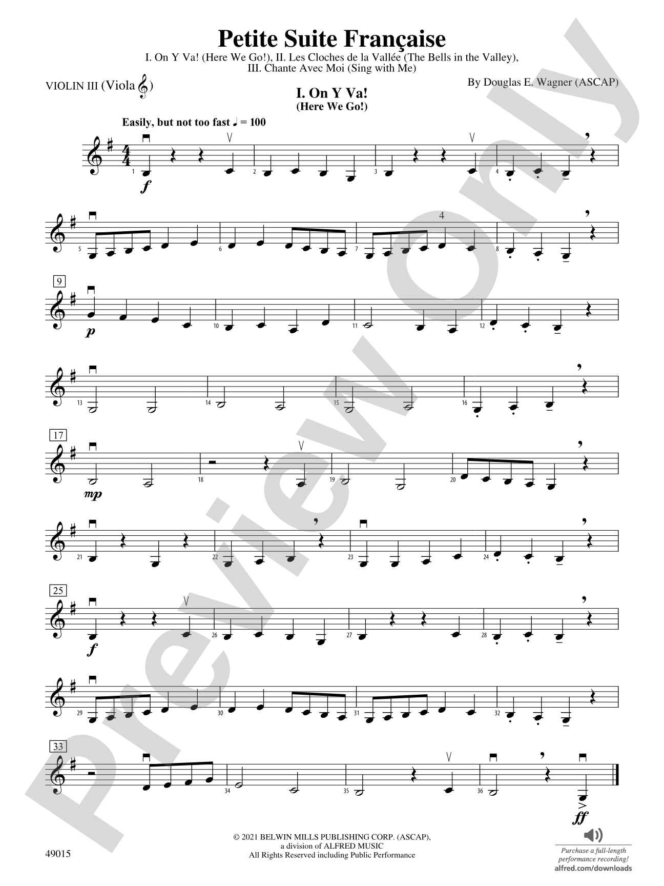 Petite Suite Française: 3rd Violin (Viola [TC])