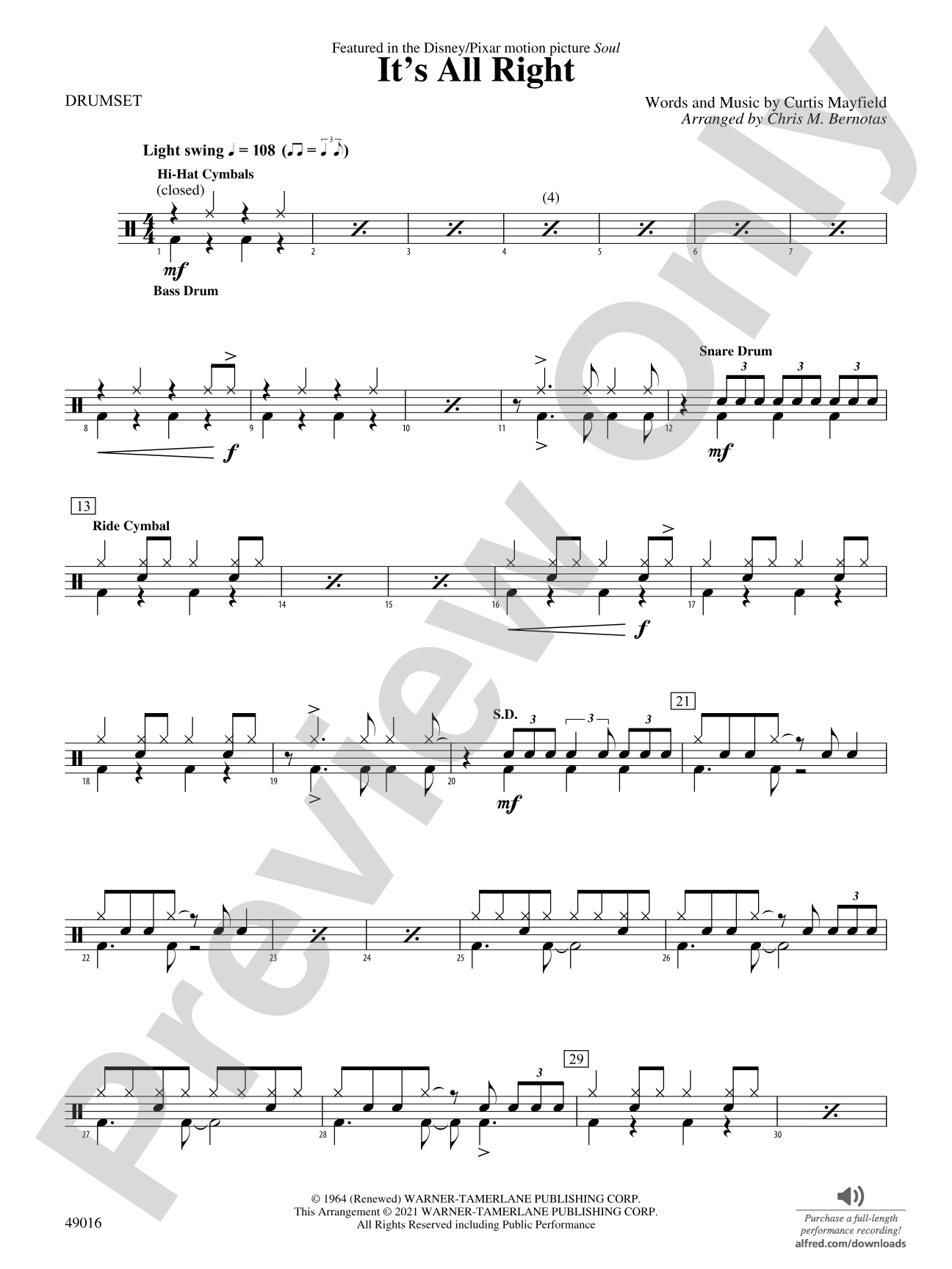 It's All Right: 1st Percussion