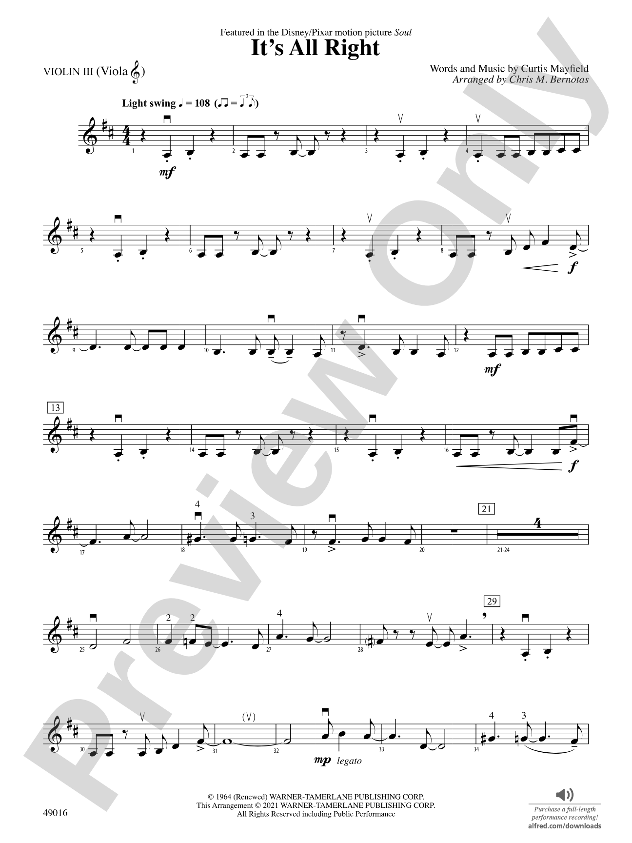 It's All Right: 3rd Violin (Viola [TC])
