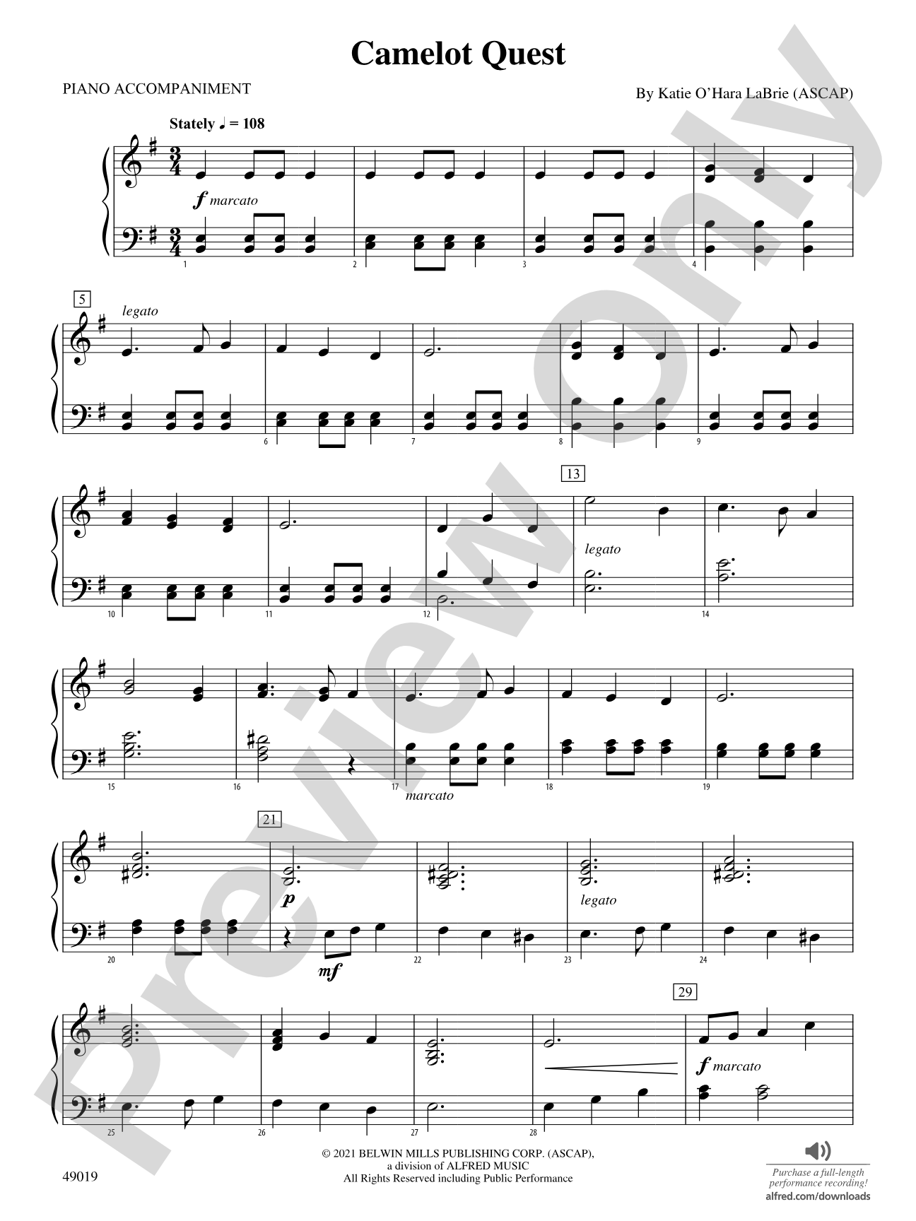 Camelot Quest: Piano Accompaniment