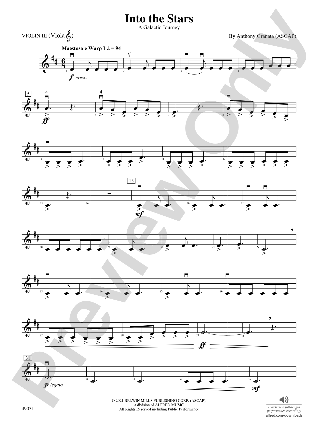 Into the Stars: 3rd Violin (Viola [TC])