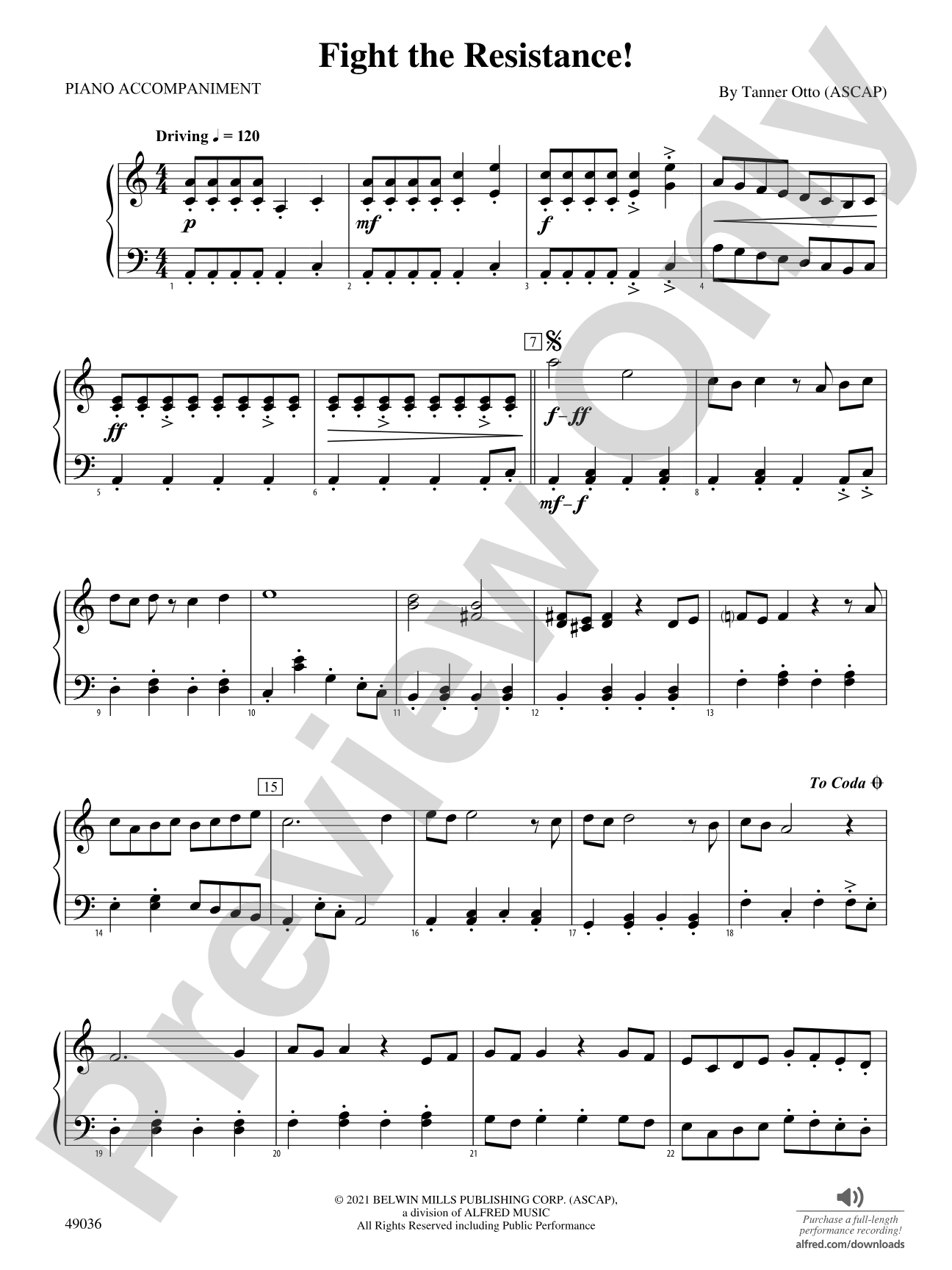 Fight the Resistance!: Piano Accompaniment