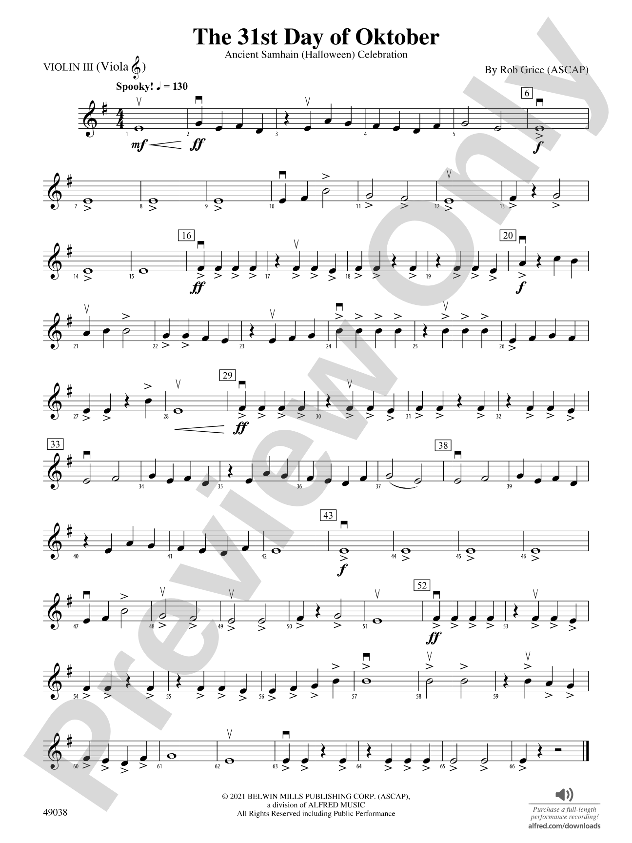 The 31st Day of Oktober: 3rd Violin (Viola [TC])