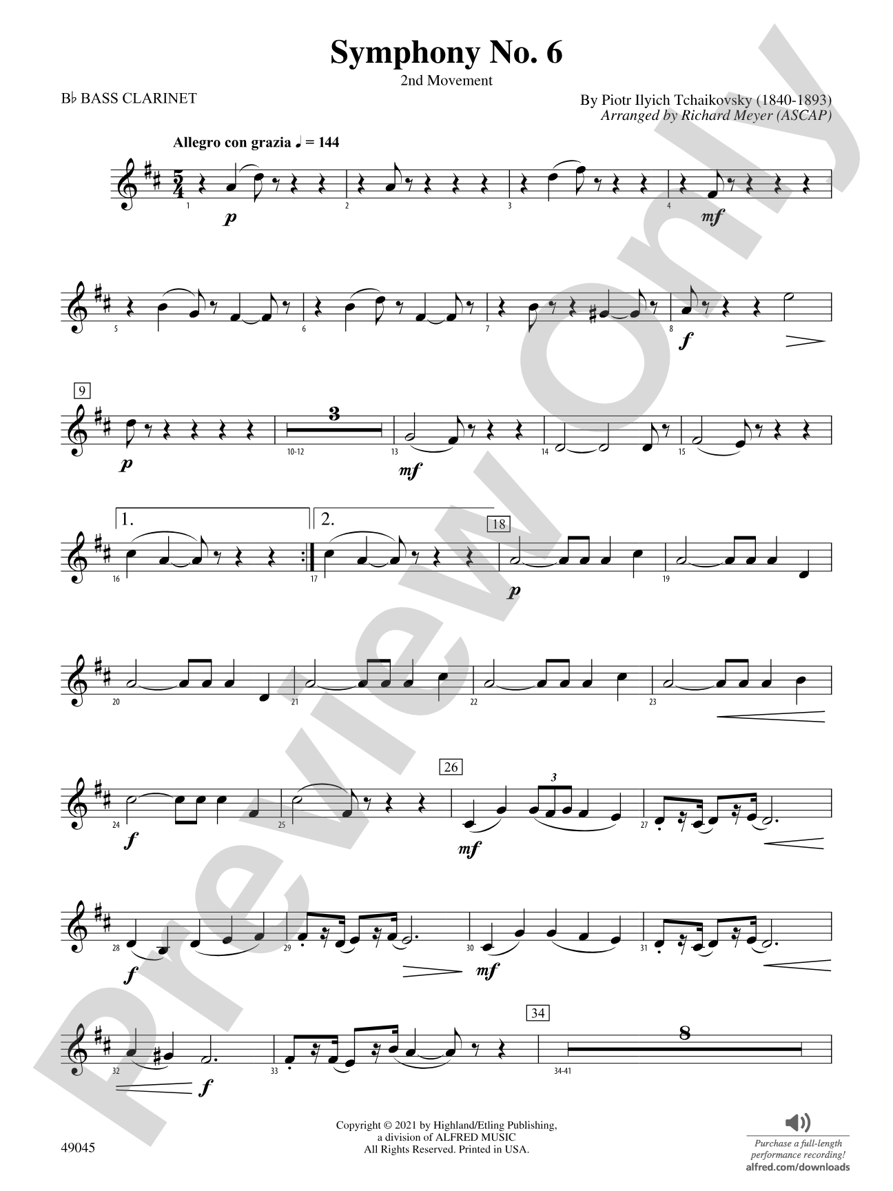 Symphony No. 6: B-flat Bass Clarinet