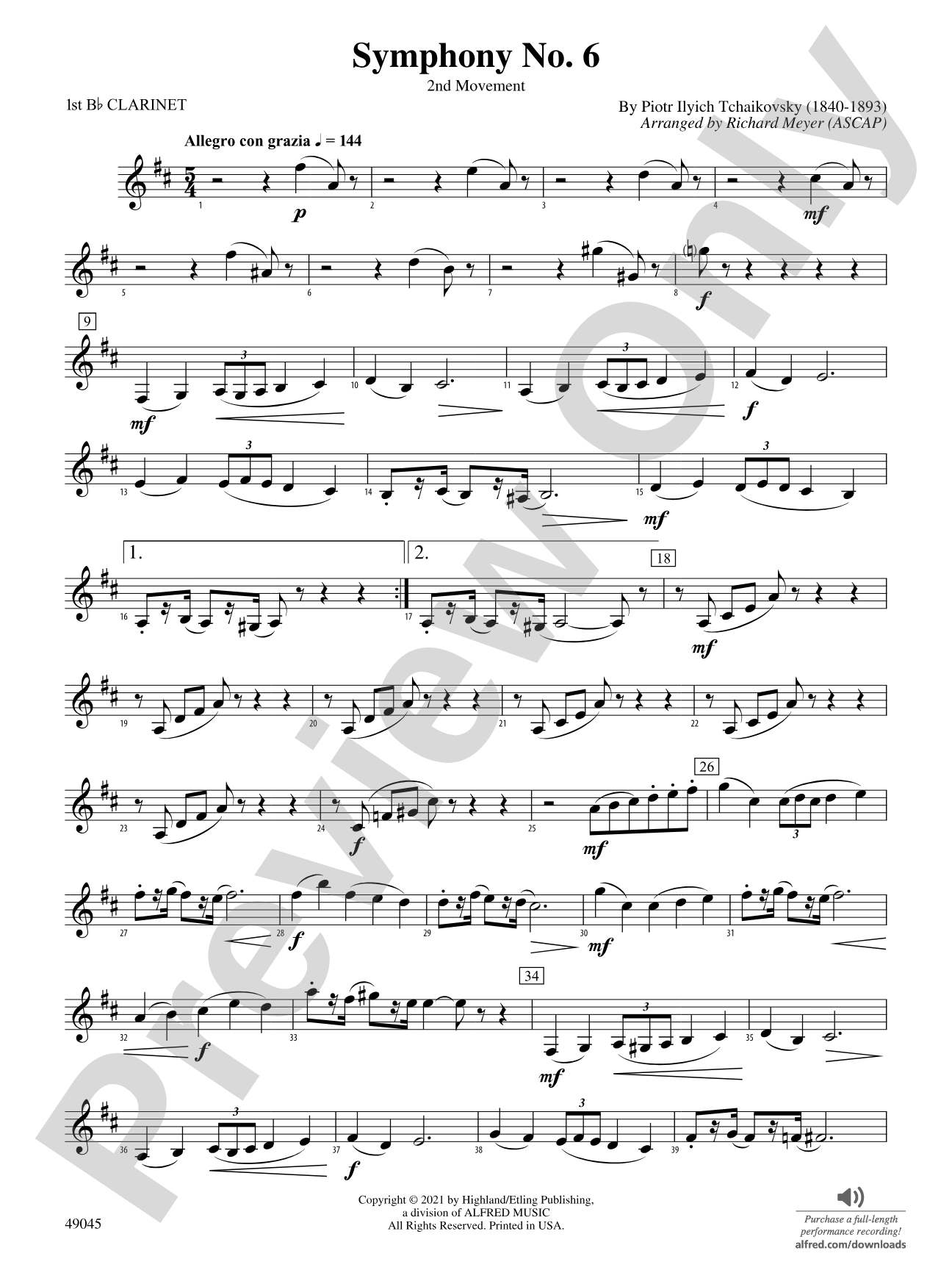 Symphony No. 6: 1st B-flat Clarinet