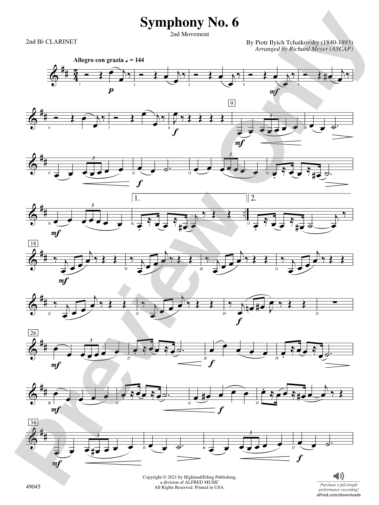 Symphony No. 6: 2nd B-flat Clarinet