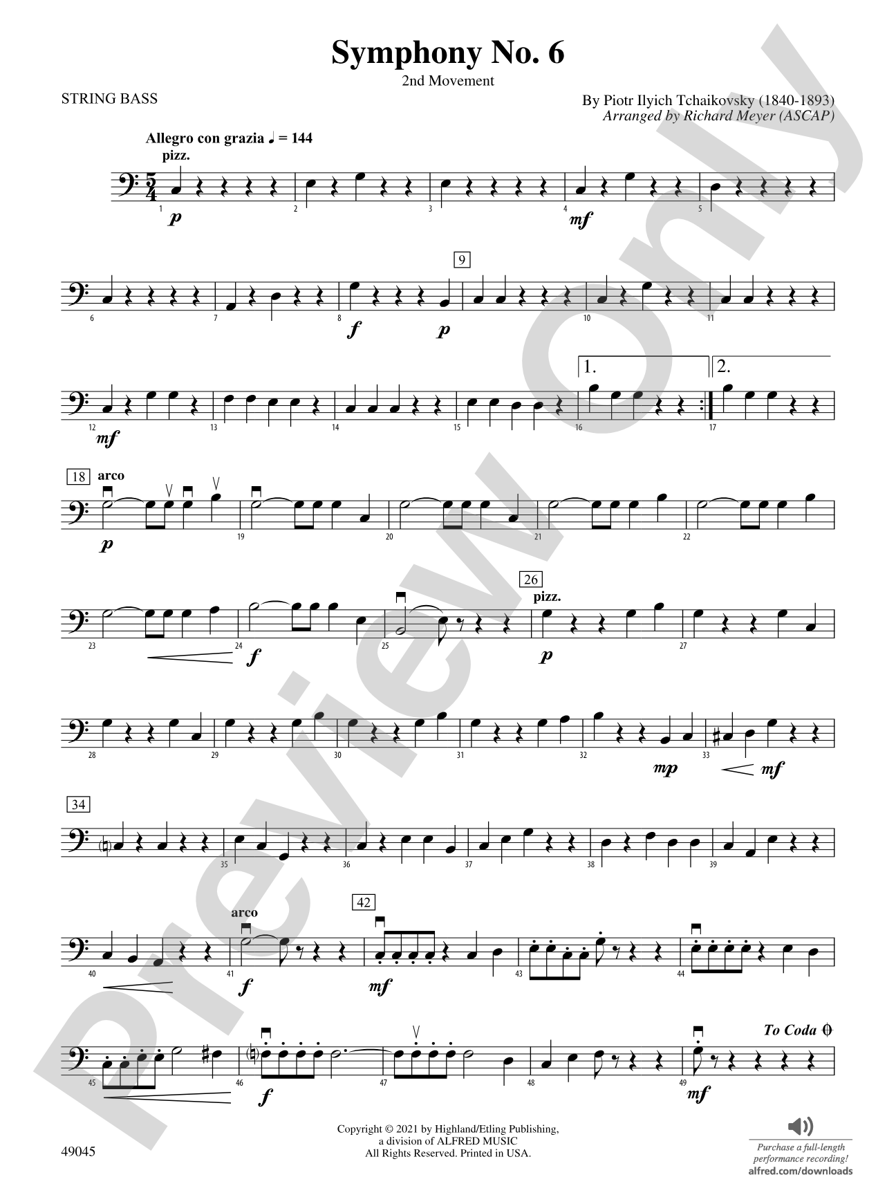 Symphony No. 6: String Bass