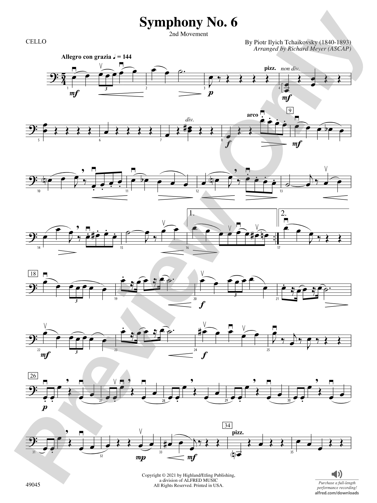 Symphony No. 6: Cello